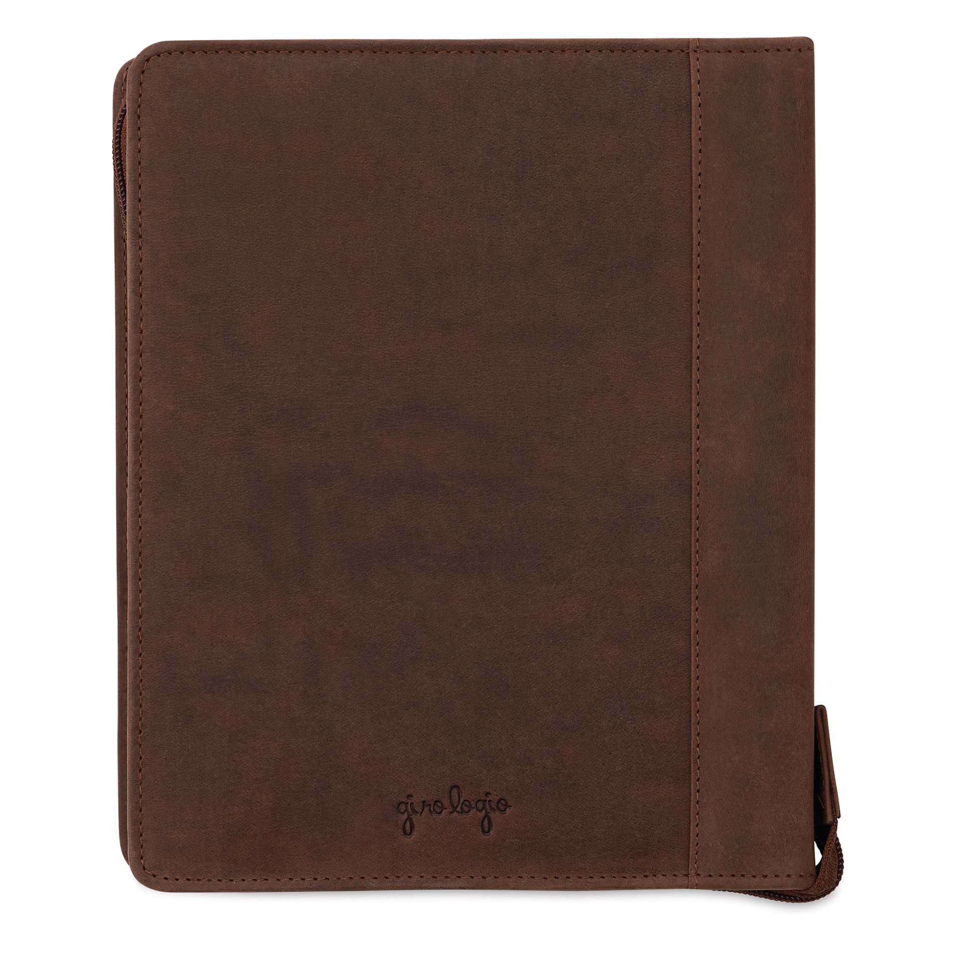 Girologio 24 Pen Leather Zip Case - Bomber Brown, 7.1" x 8.9"