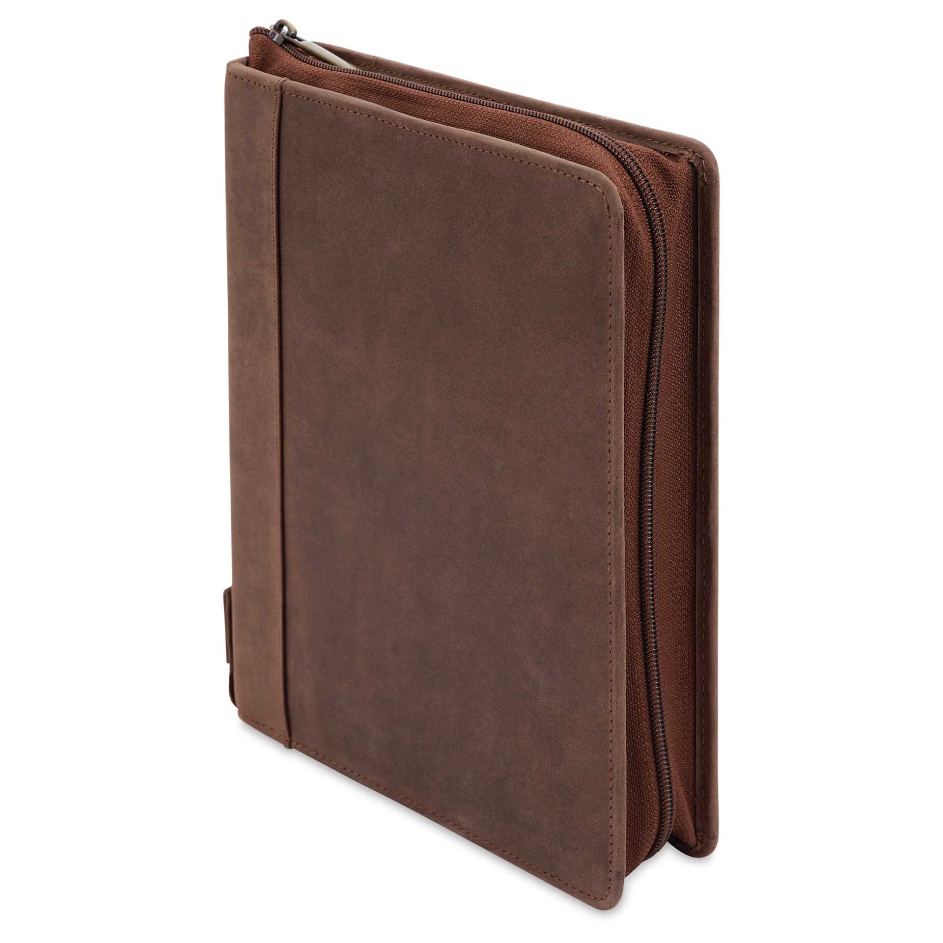 Girologio 24 Pen Leather Zip Case - Bomber Brown, 7.1" x 8.9"
