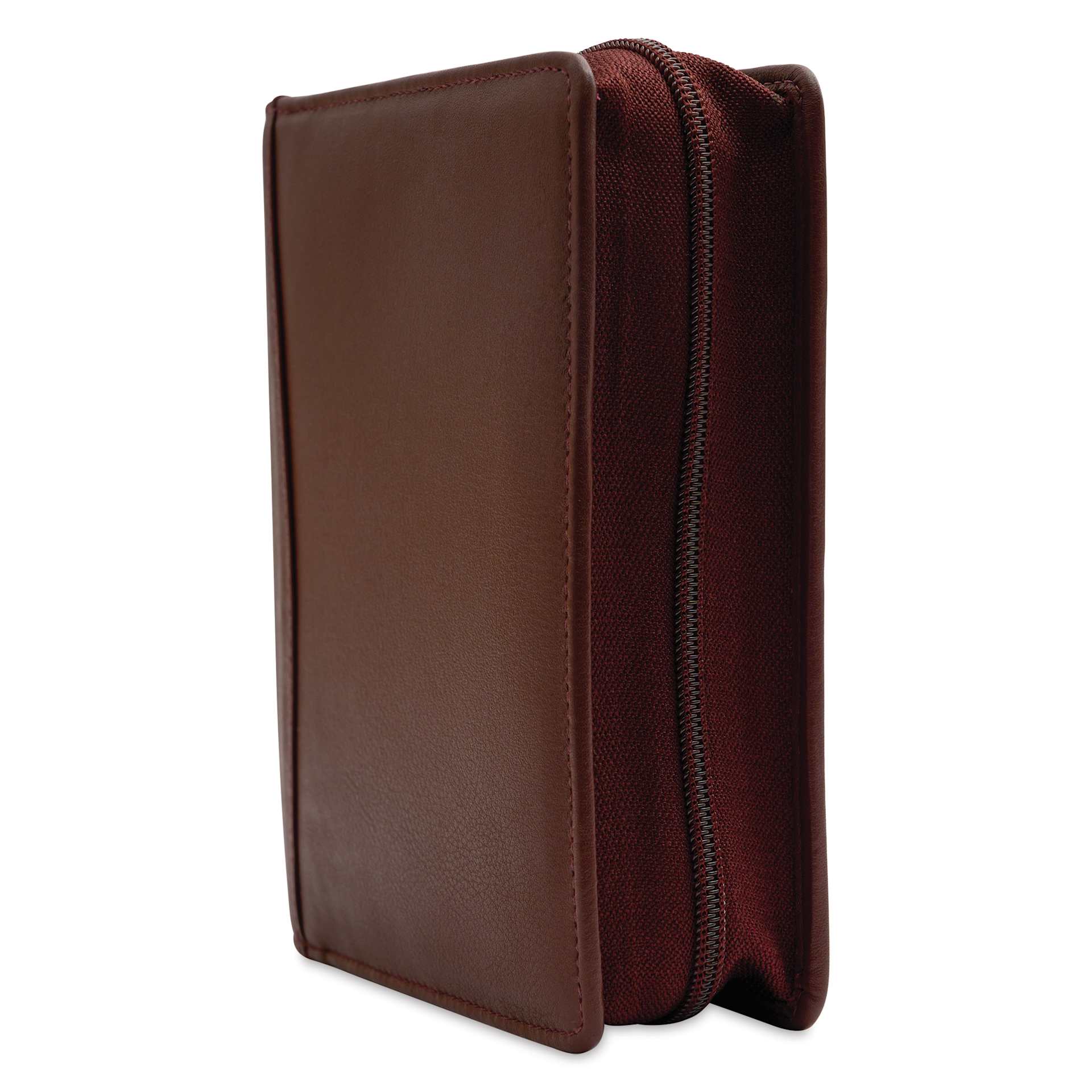 Girologio 12 Leather Pen Zip Case - Antique Brown, closed showing zipper