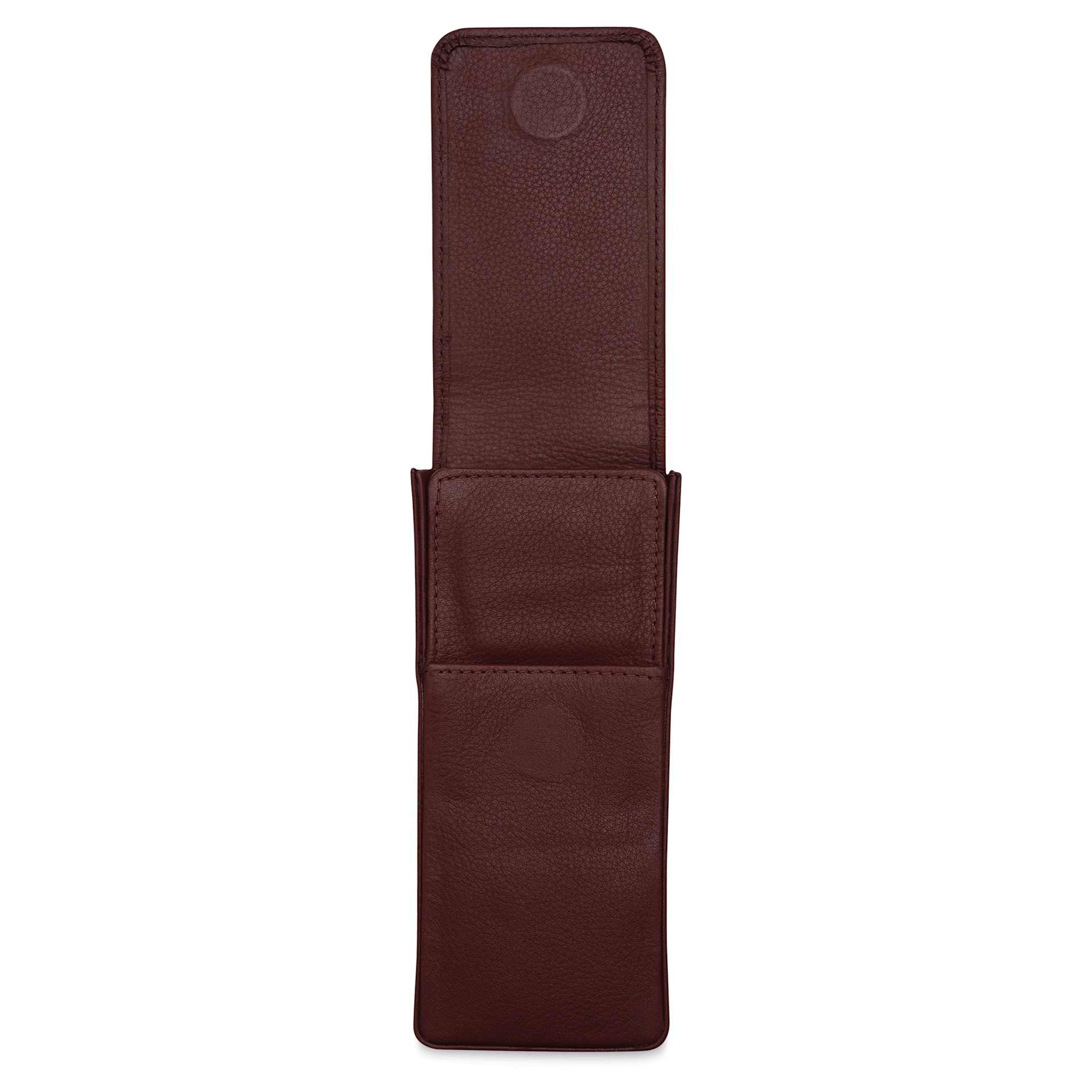 Girologio 3 Leather Pen Case - Antique Brown, magnetic flap raised