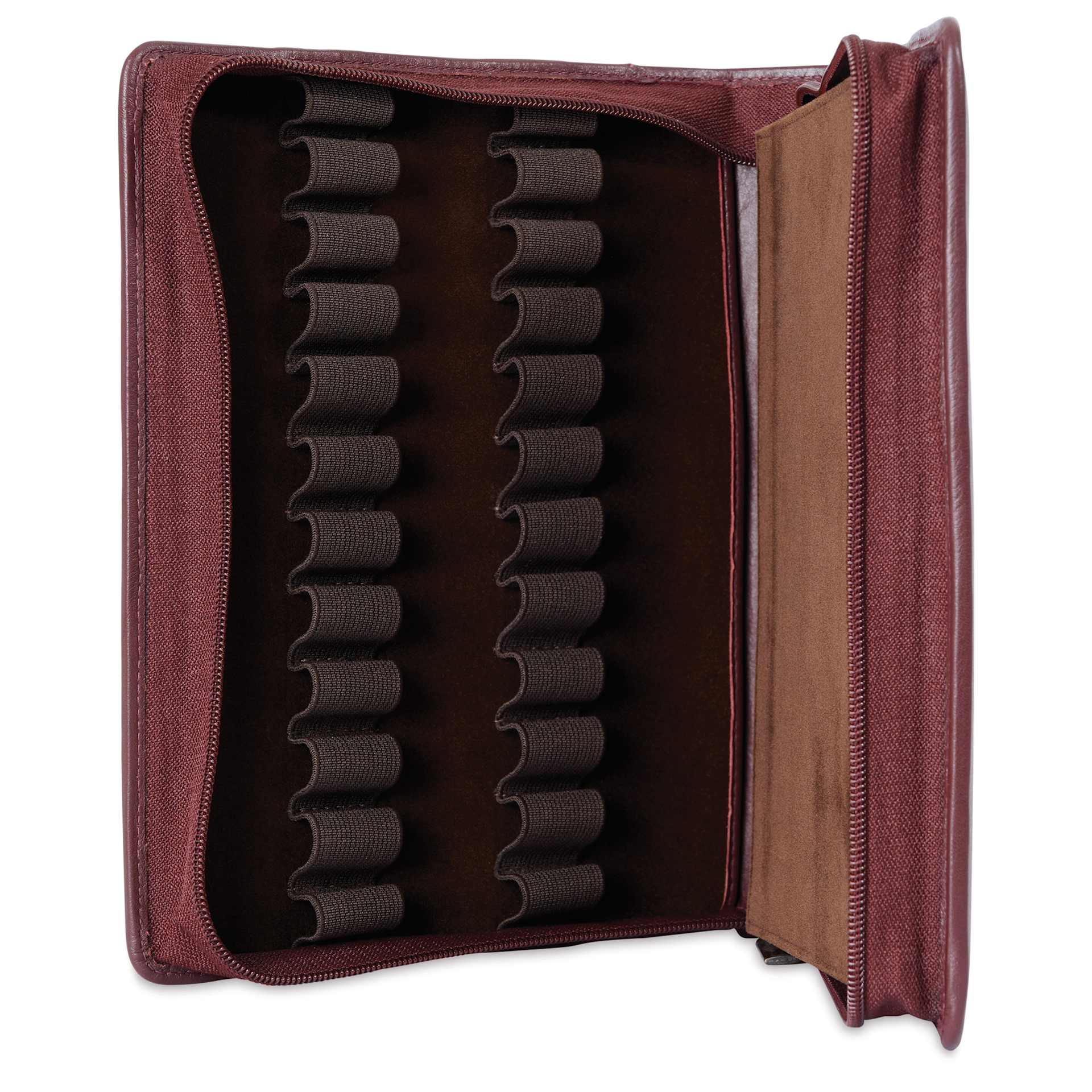 Girologio 24 Pen Leather Zip Case - Antique Brown, 7.1" x 8.9"