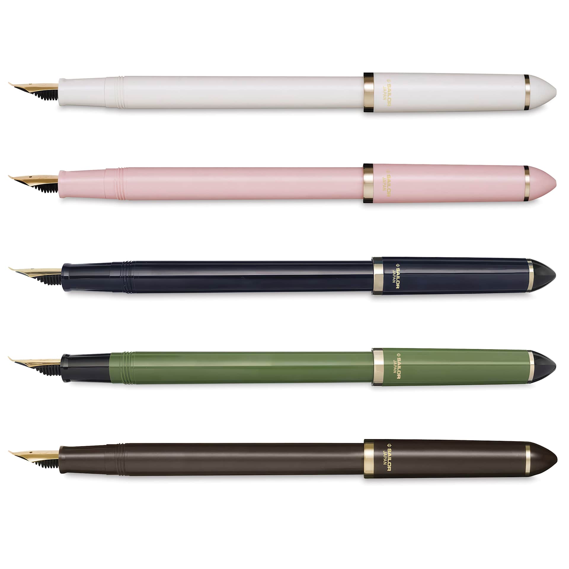 Sailor Fude De Mannen Fountain Pens, laid out
