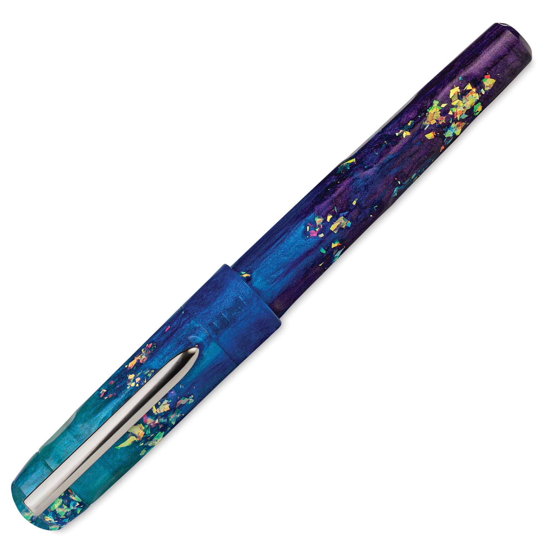 Benu Talisman Fountain Pen - Peacock Ore, cap on
