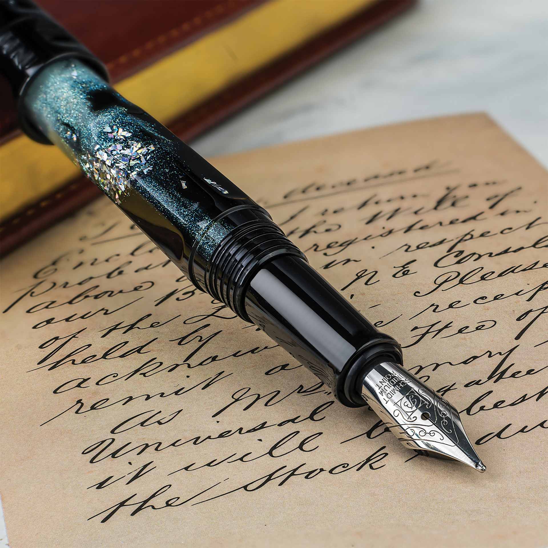 Benu Talisman Fountain Pen - Edelweiss, close-up of the nib (image may show a different size nib)