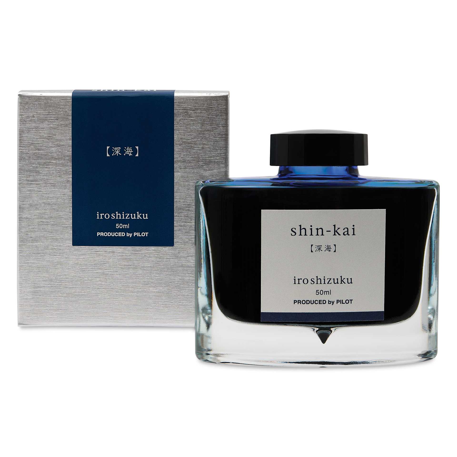 Pilot Iroshizuku Fountain Pen Ink - Deep Sea (Shin-kai), 50 ml, packaging and bottle