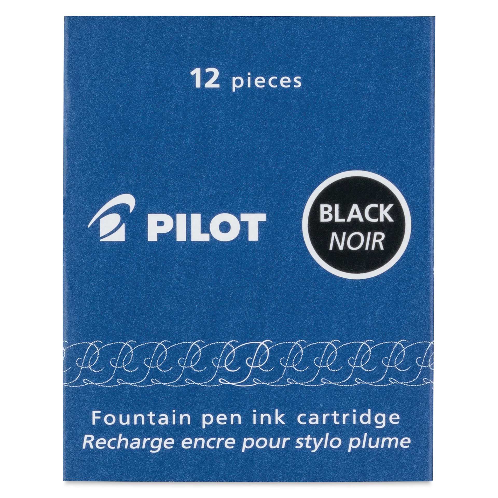 Pilot Fountain Pen Ink Cartridge - Black, Pkg of 12, packaging