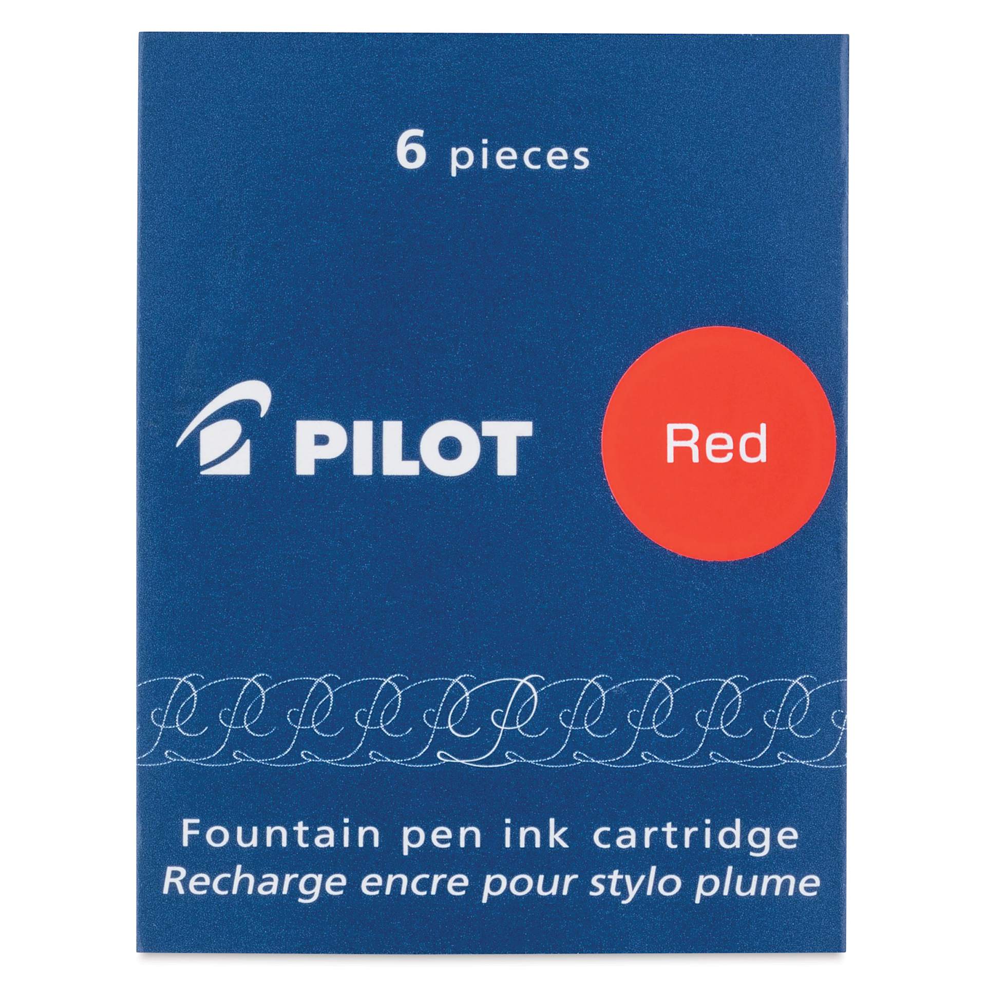 Pilot Fountain Pen Ink Cartridge - Red, Pkg of 6, packaging