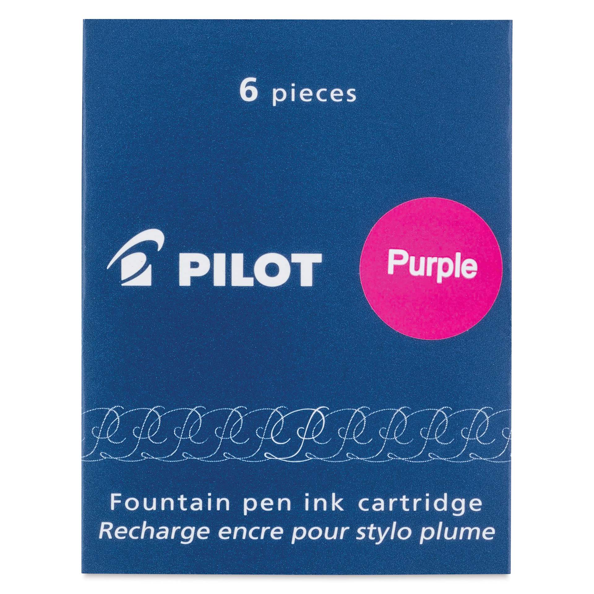 Pilot Fountain Pen Ink Cartridge - Purple, Pkg of 6, packaging