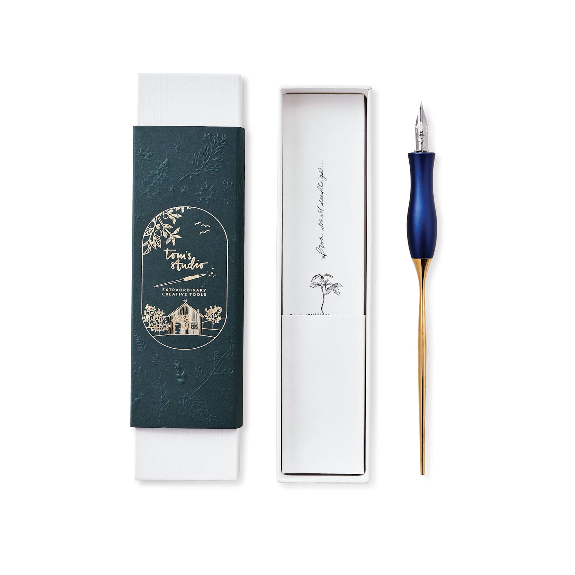 Tom’s Studio Bloom Straight Calligraphy Dip Pen - Bluebell with packaging