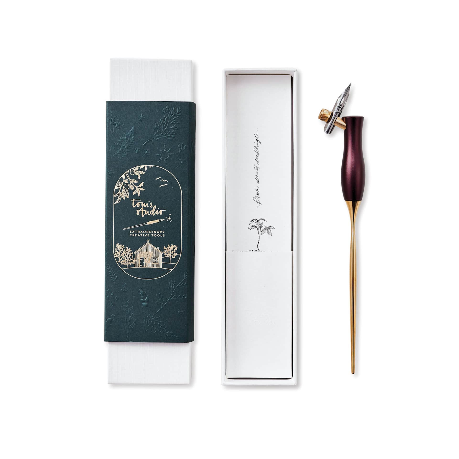 Tom’s Studio Bloom Oblique Calligraphy Dip Pen - Mulberry with packaging