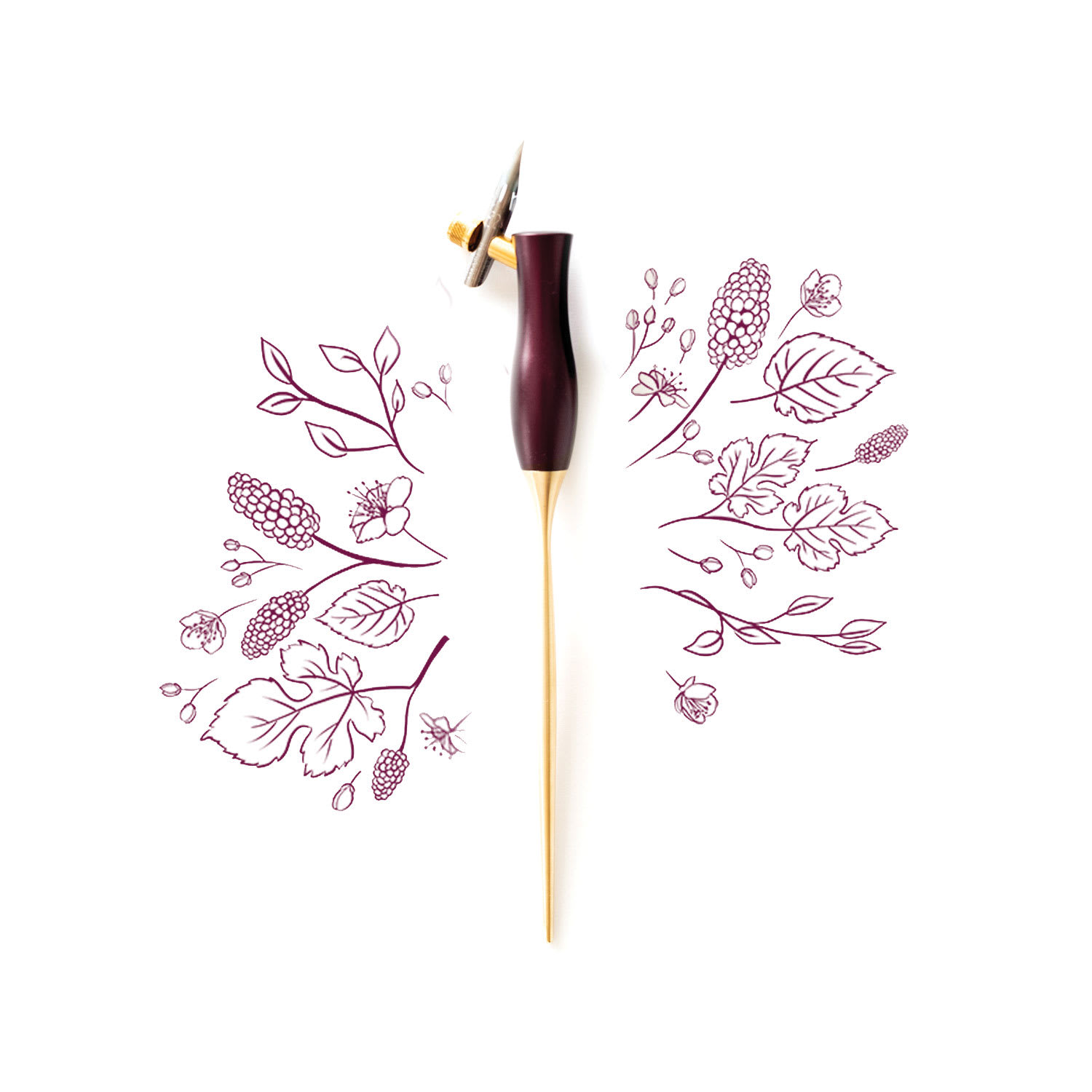 Tom’s Studio Bloom Oblique Calligraphy Dip Pen - Mulberry with artwork