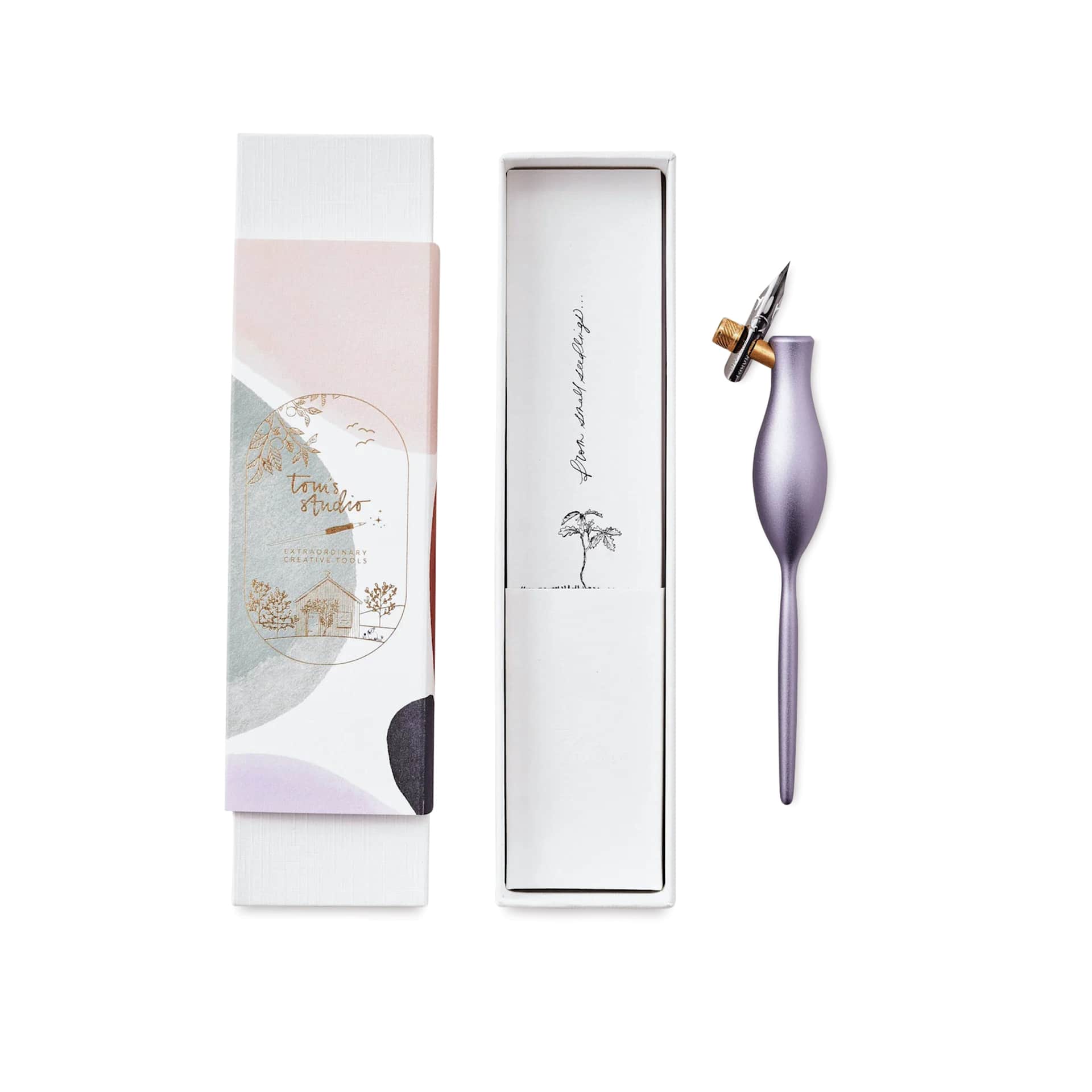 Tom’s Studio Carrot Oblique Calligraphy Dip Pen - Wisteria with packaging