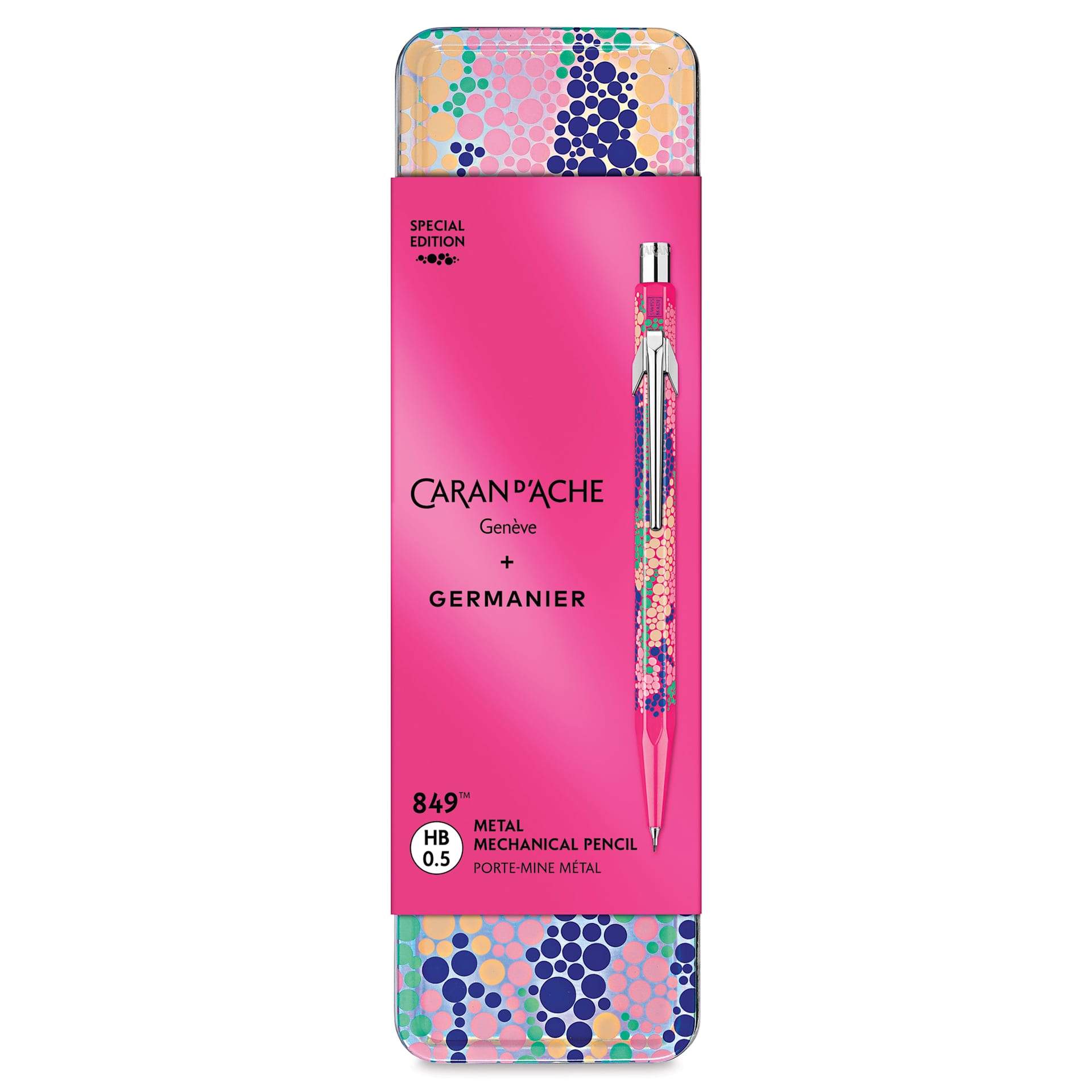 Caran d’Ache Germanier Special Edition 849 Mechanical Pencil - Neon Pink, front of packaging