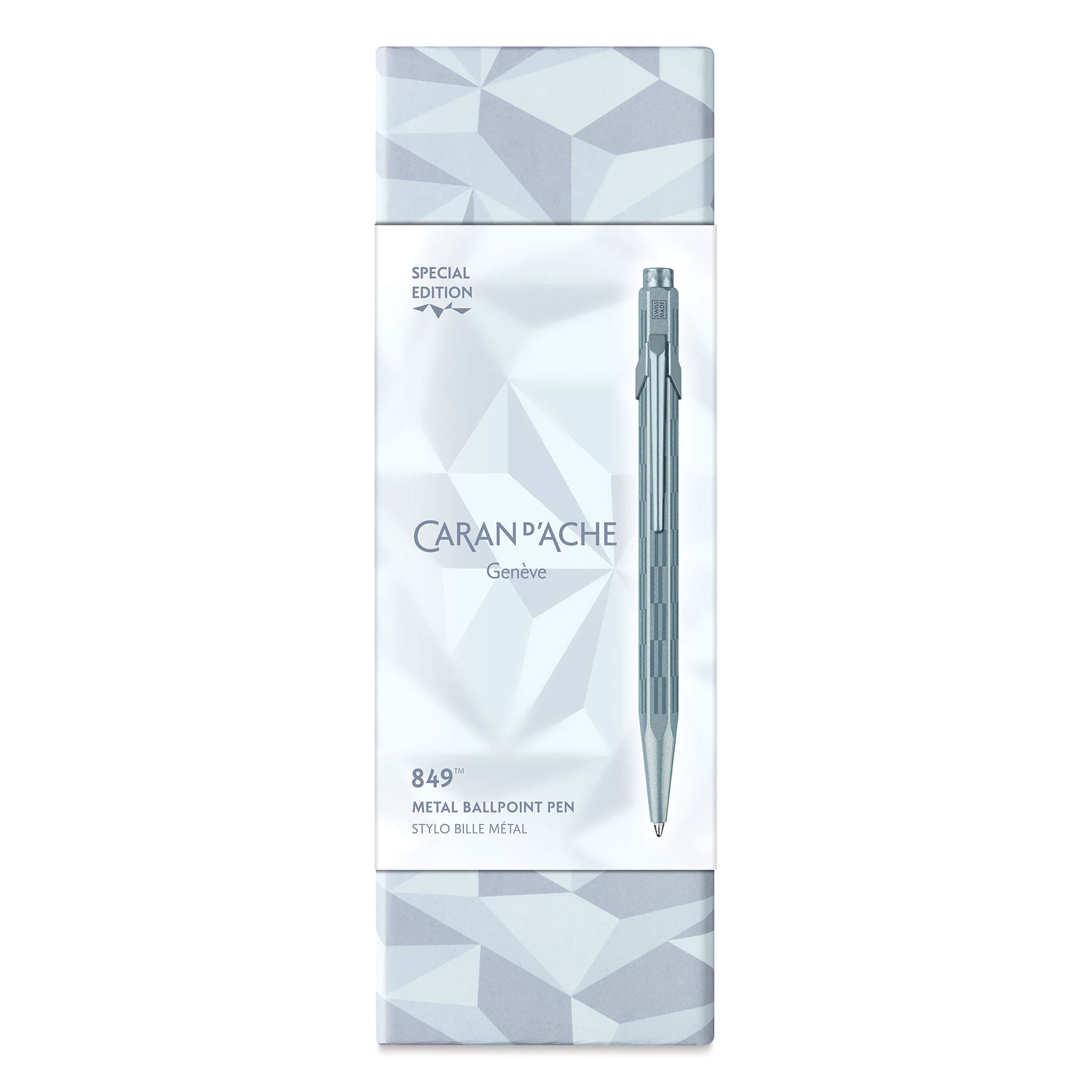 Caran d’Ache Alpine Frost Special Edition 849 Ballpoint Pen - Blue, packaging with label