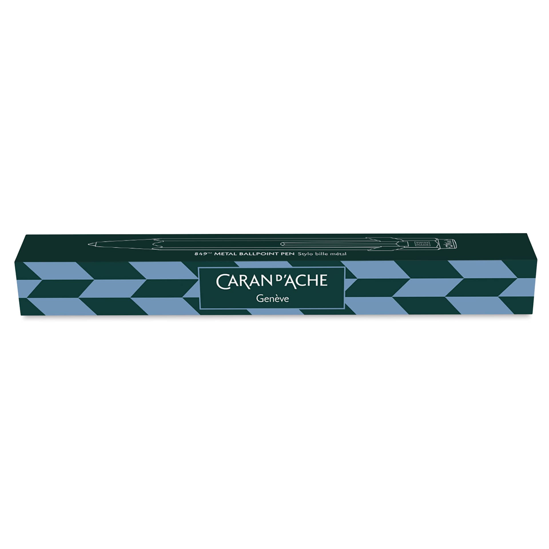 Caran d'Ache Special Edition Mosaic 849 Ballpoint Pen - Spruce Green, front of packaging