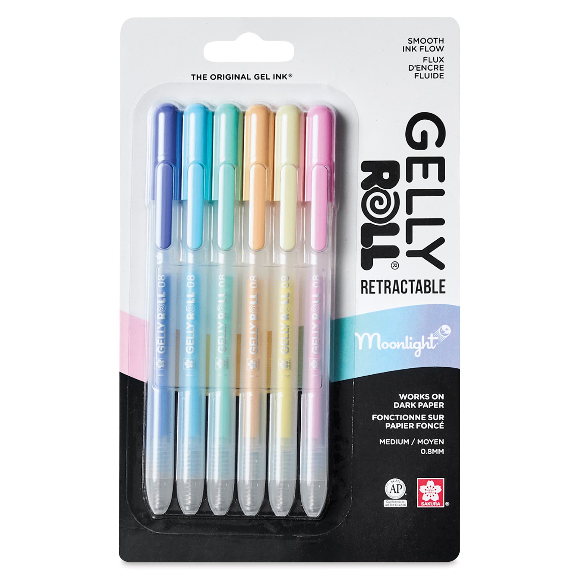 Sakura Gelly Roll Retractable Moonlight Pens - Set of 6, Pastel, front of packaging