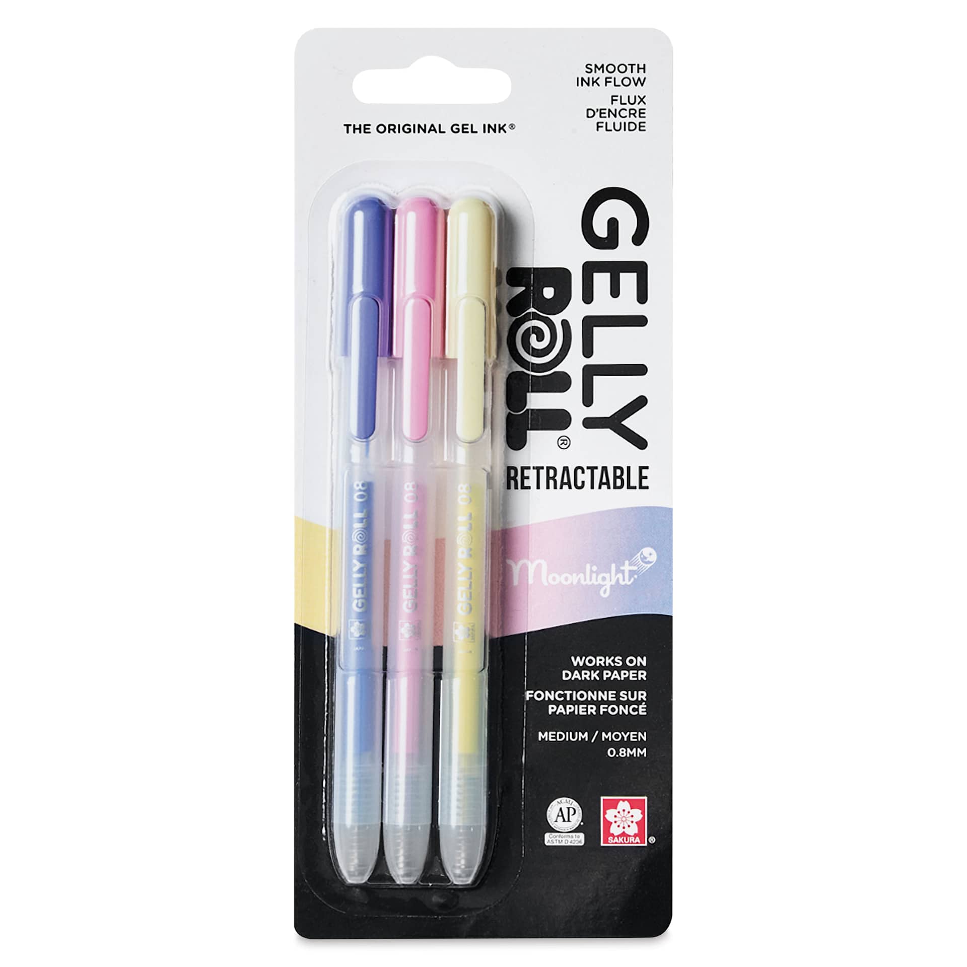 Sakura Gelly Roll Retractable Moonlight Pens - Set of 3, Pastel Bloom, front of packaging