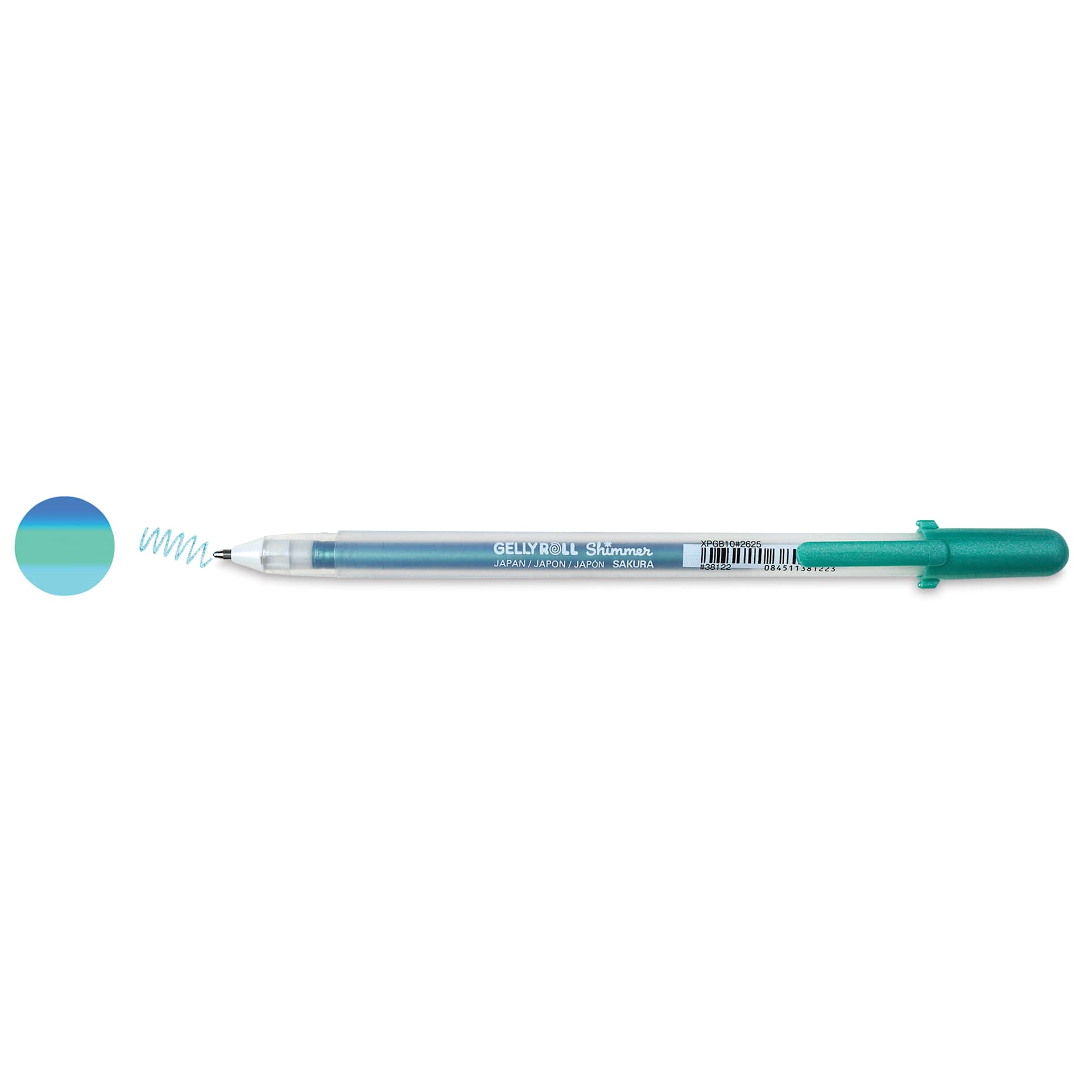 Sakura Gelly Roll Shimmer Pen - Aqua Green pen with swatch