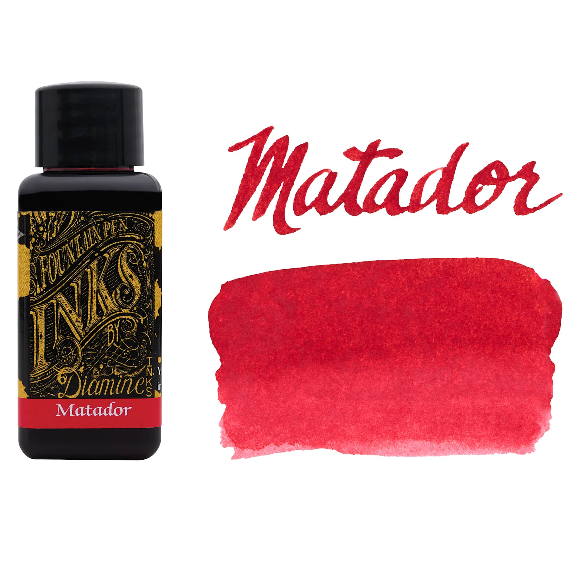Diamine Fountain Pen Ink - Matador, 30 ml bottle with swatch