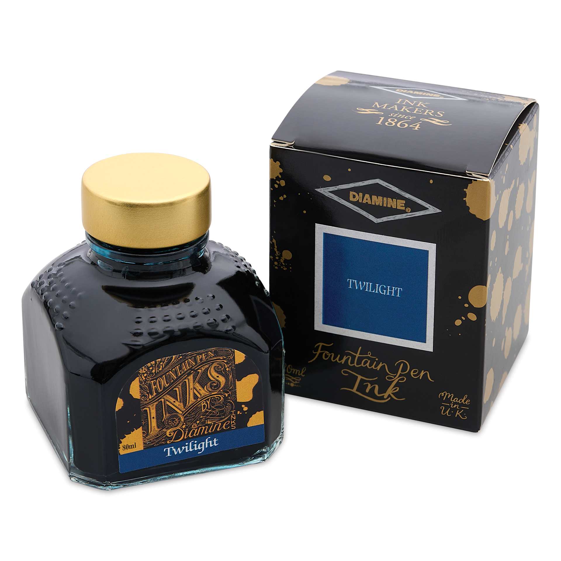 Diamine Fountain Pen Ink - Twilight, 80 ml bottle and packaging