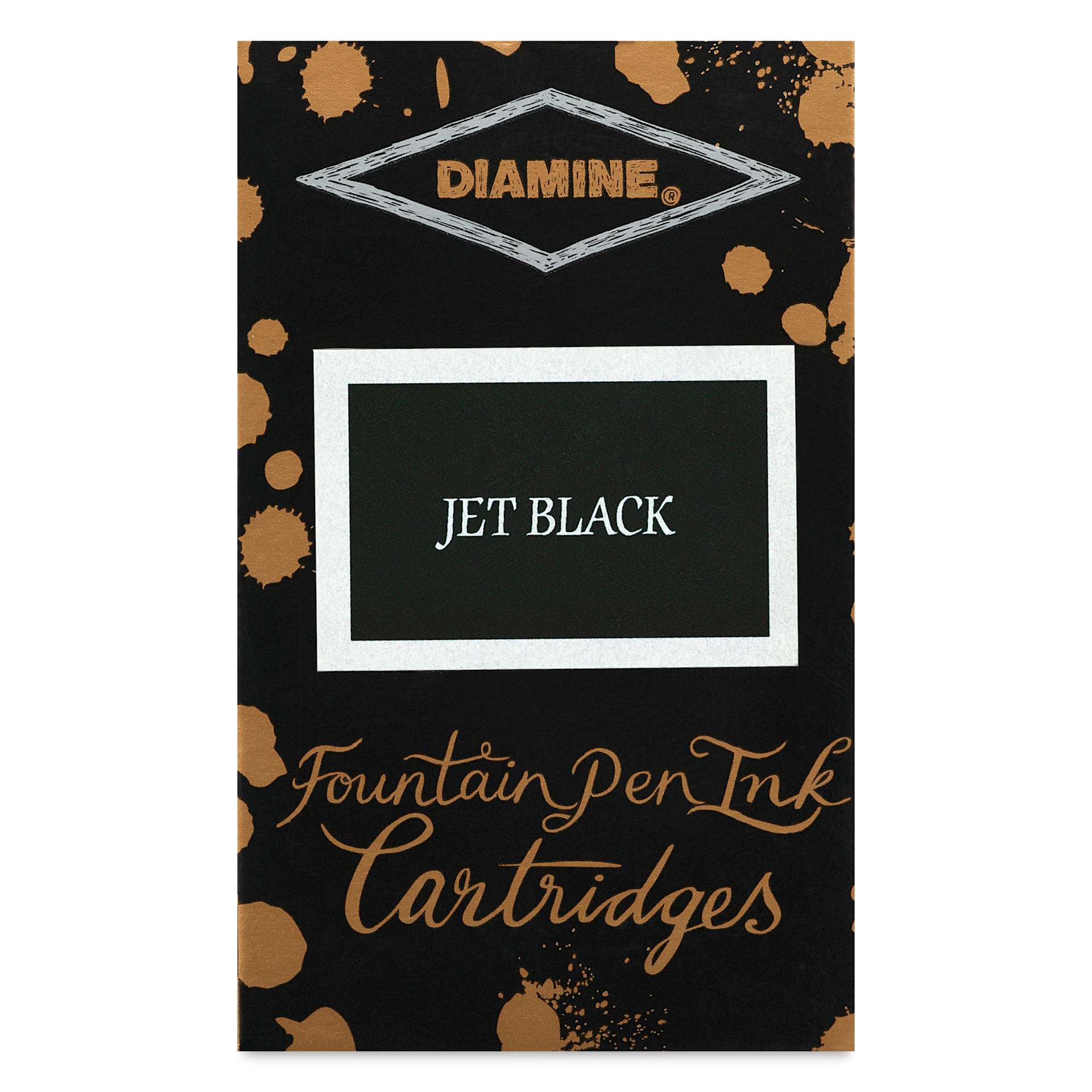Diamine Ink Cartridges - Pkg of 18, Jet Black, front of packaging