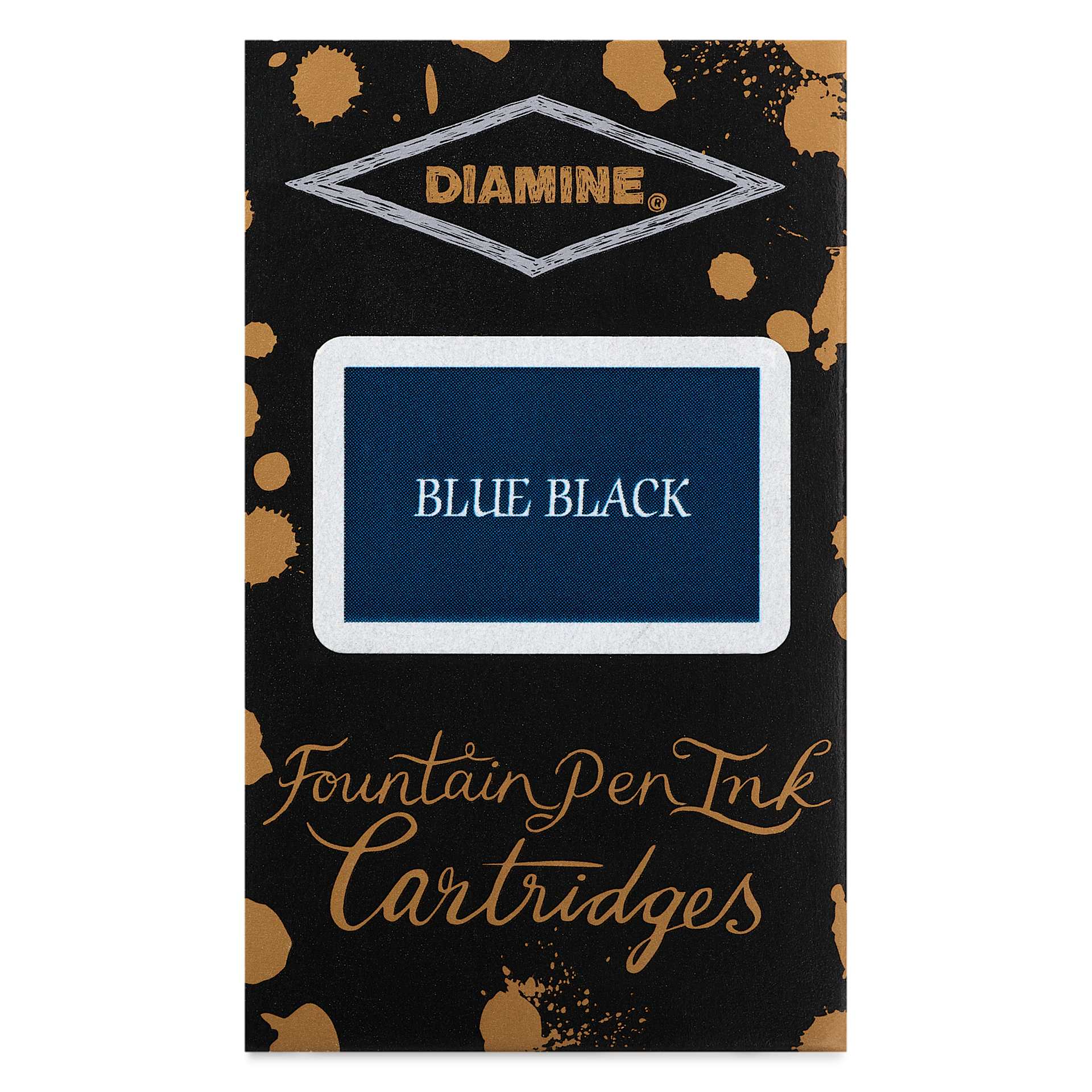 Diamine Ink Cartridges - Pkg of 18, Blue Black, front of packaging