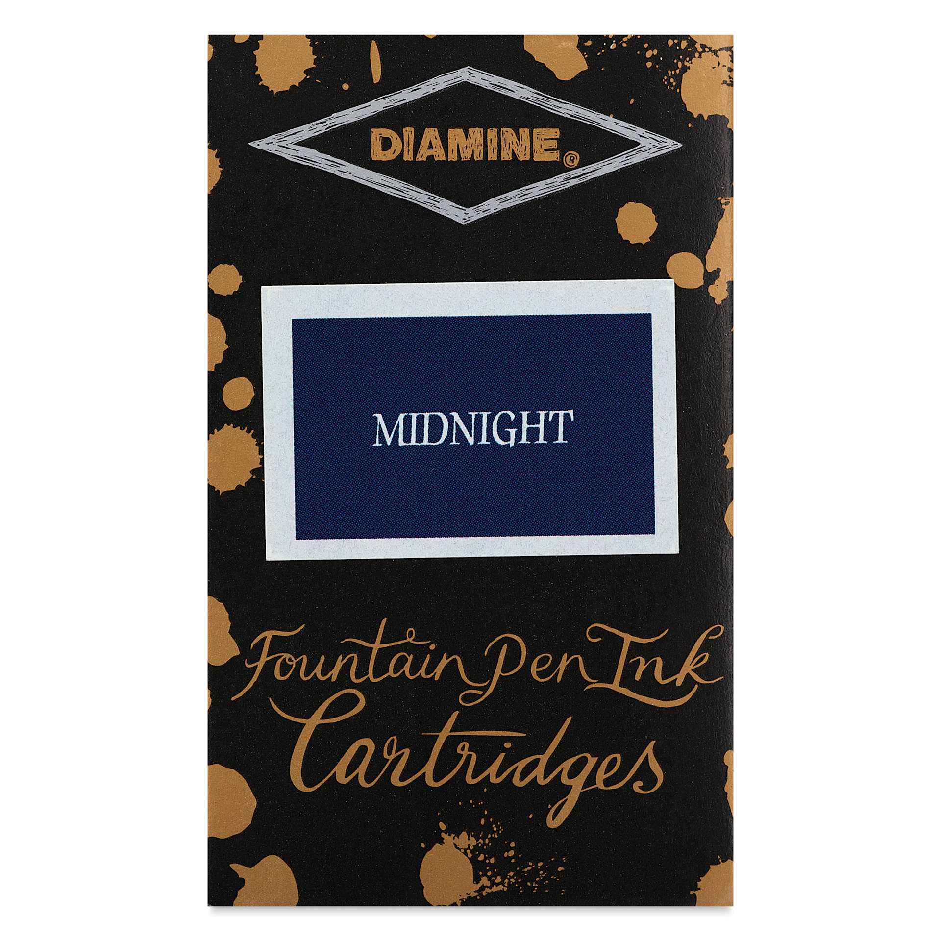 Diamine Ink Cartridges - Pkg of 18, Midnight, front of packaging