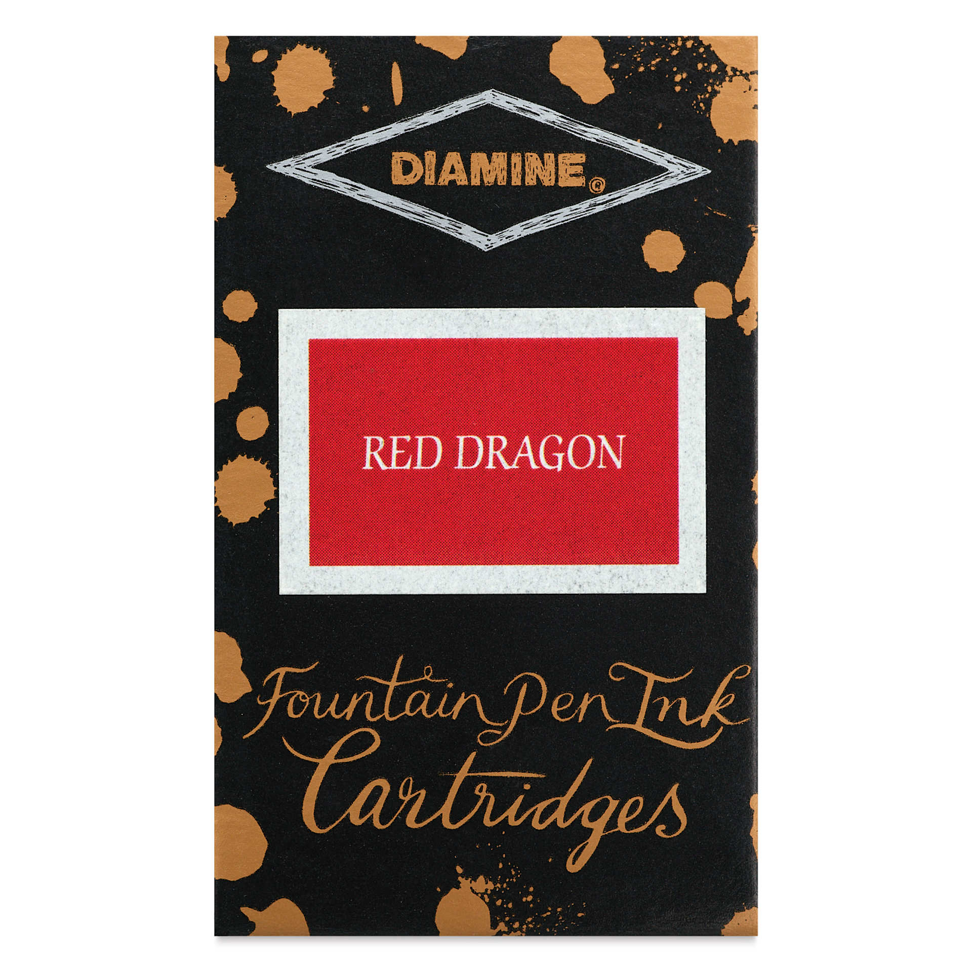 Diamine Ink Cartridges - Pkg of 18, Red Dragon, front of packaging