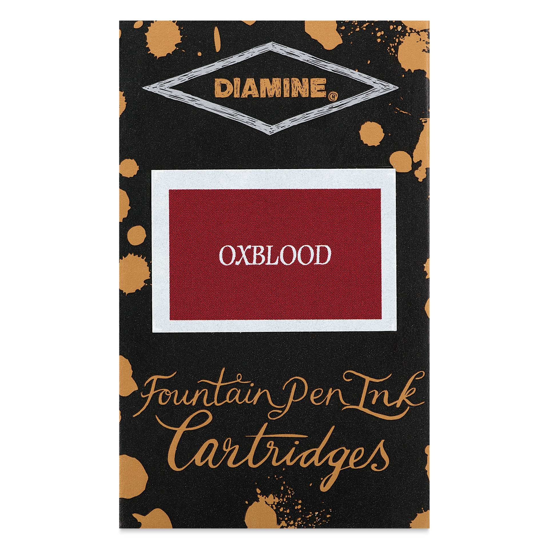Diamine Ink Cartridges - Pkg of 18, Oxblood, front of packaging