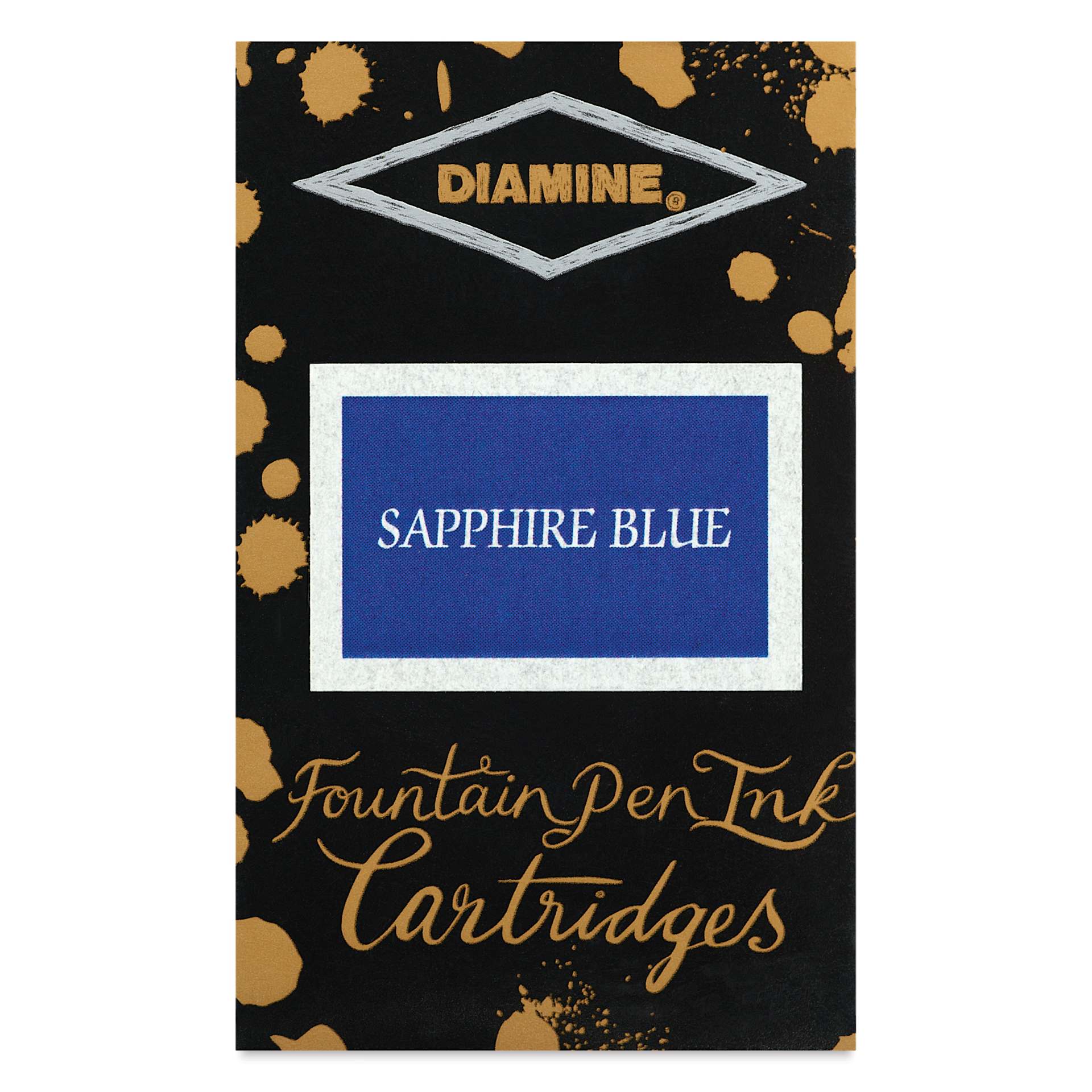 Diamine Ink Cartridges - Pkg of 18, Sapphire Blue, front of packaging