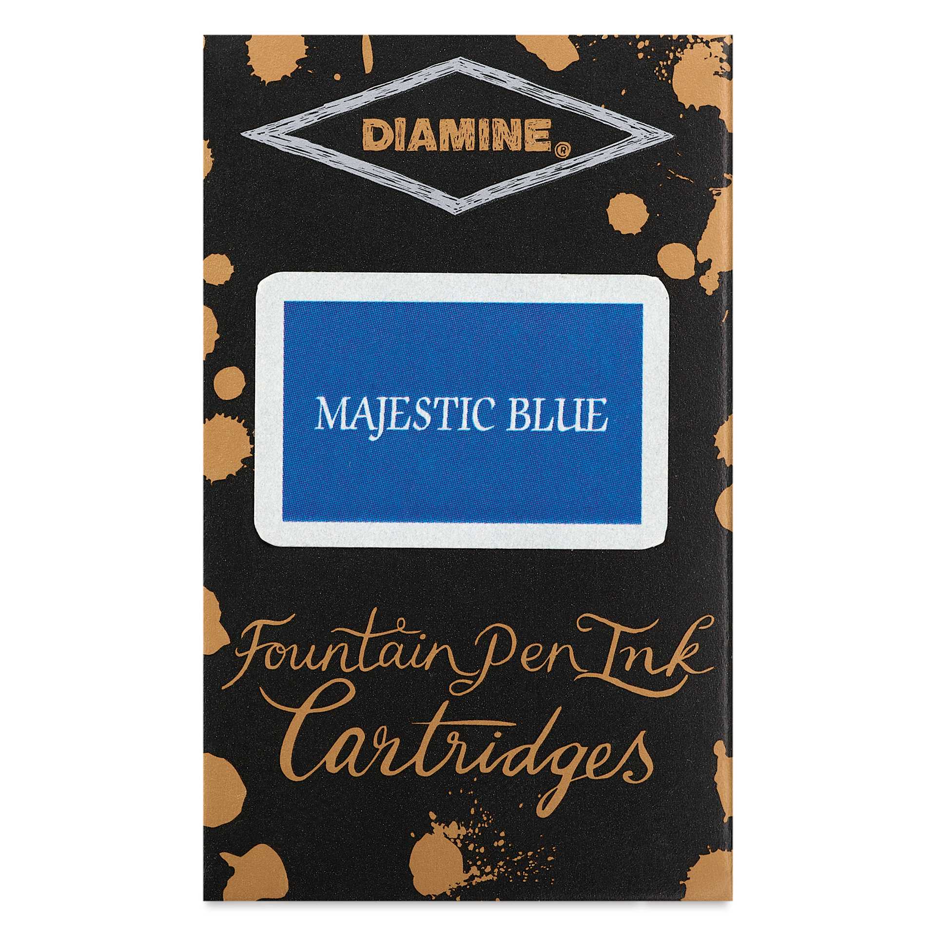 Diamine Ink Cartridges - Pkg of 18, Majestic Blue, front of packaging