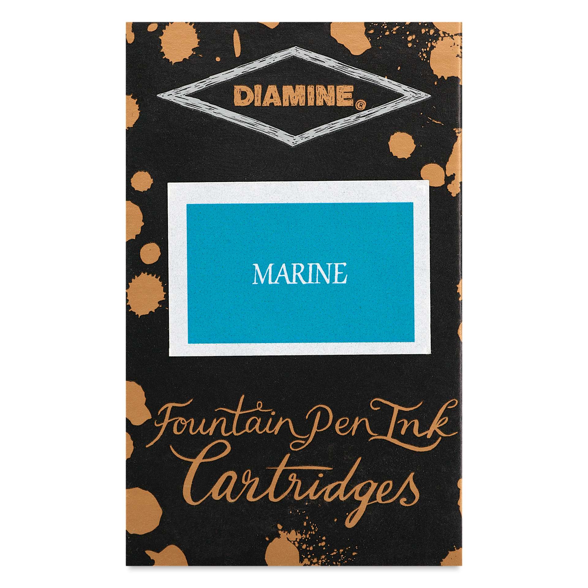 Diamine Ink Cartridges - Pkg of 18, Marine, front of packaging