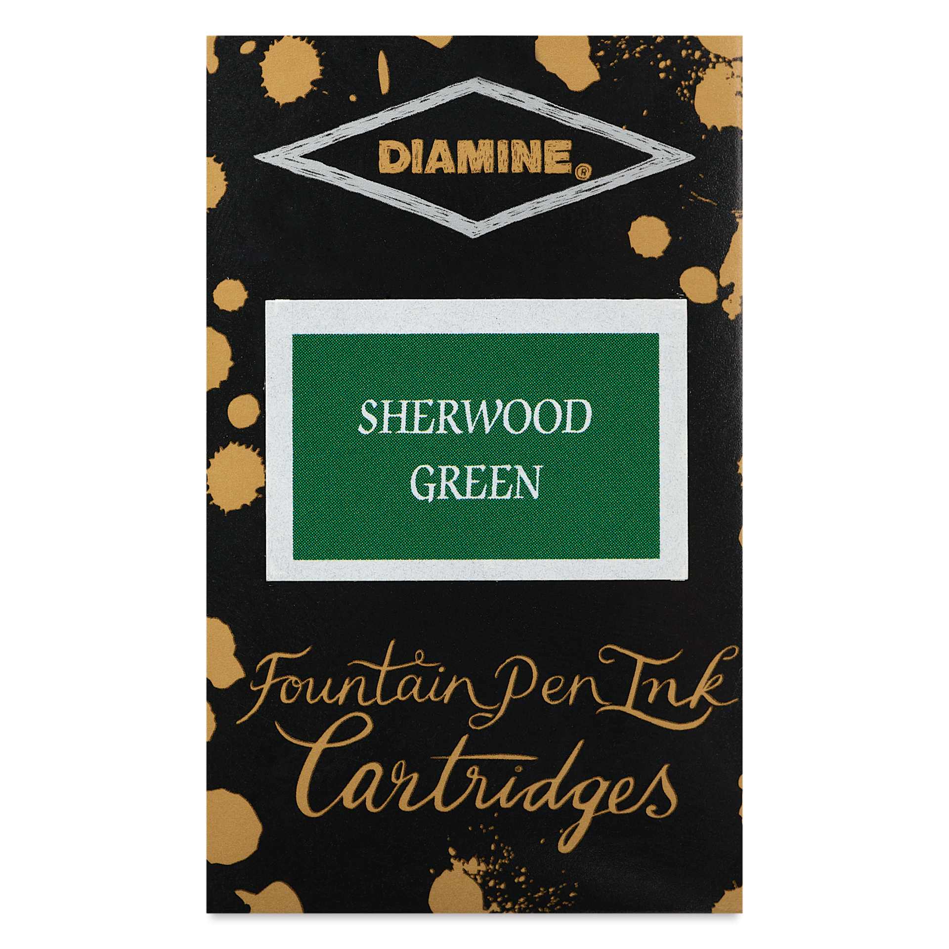 Diamine Ink Cartridges - Pkg of 18, Sherwood Green, front of packaging