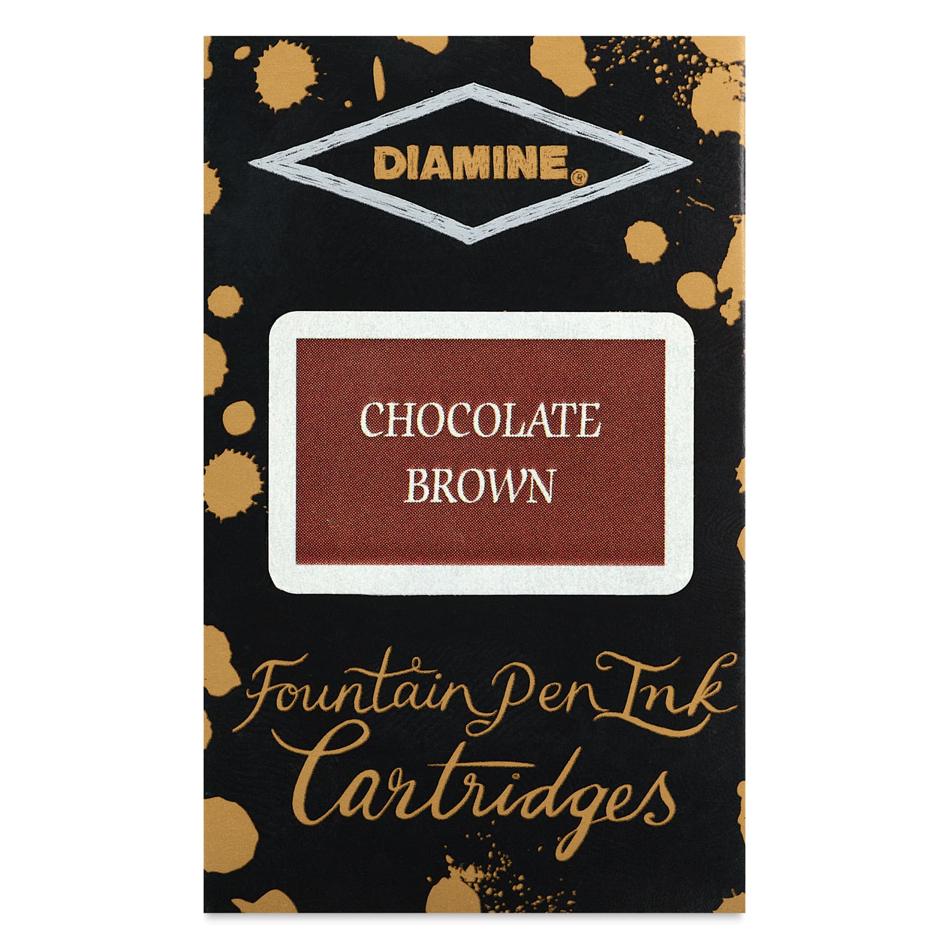 Diamine Ink Cartridges - Pkg of 18, Chocolate Brown, front of packaging