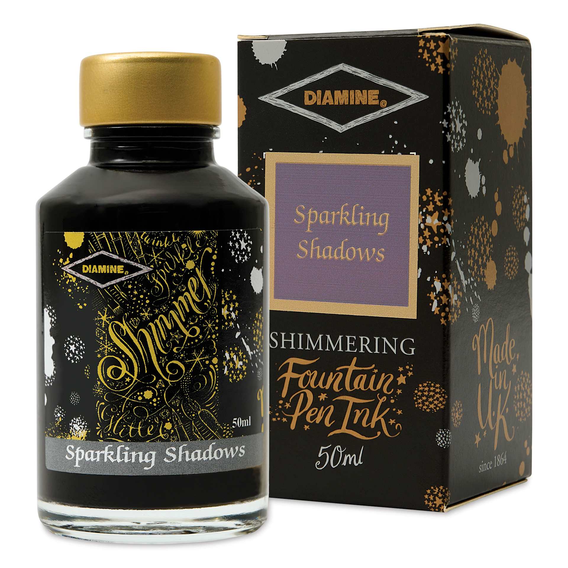 Diamine Shimmer Fountain Pen Ink - Sparkling Shadows, 50 ml