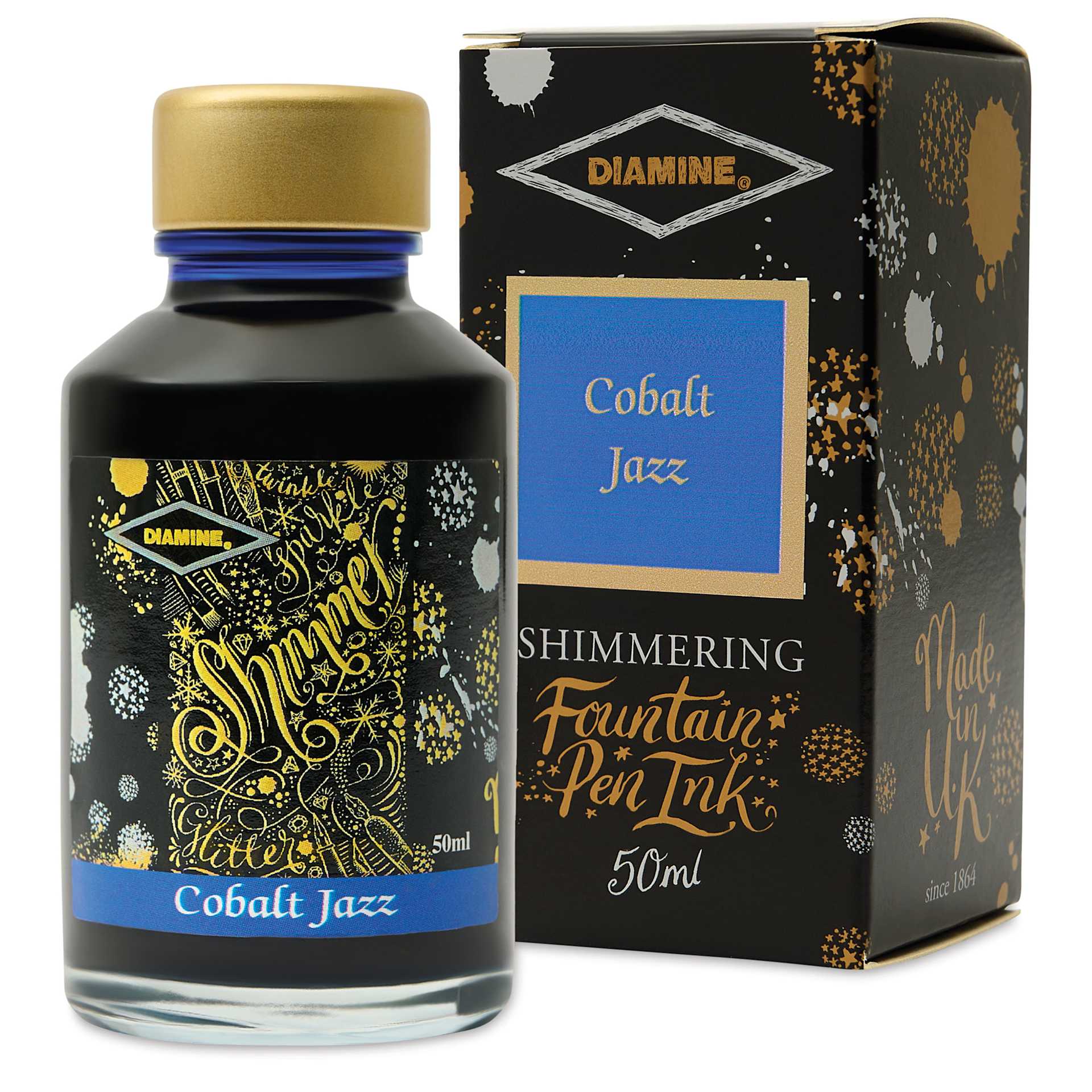 Diamine Shimmer Fountain Pen Ink - Cobalt Jazz, 50 ml