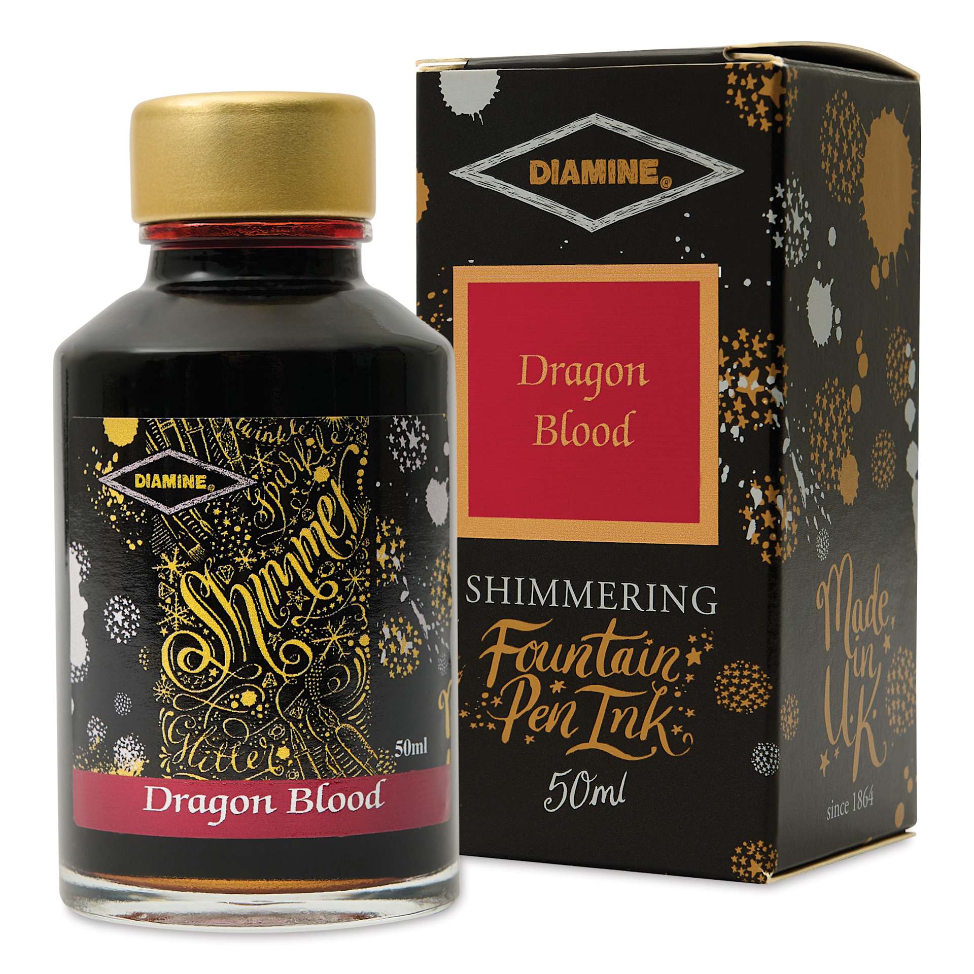 Diamine Shimmer Fountain Pen Ink - Dragon Blood, 50 ml