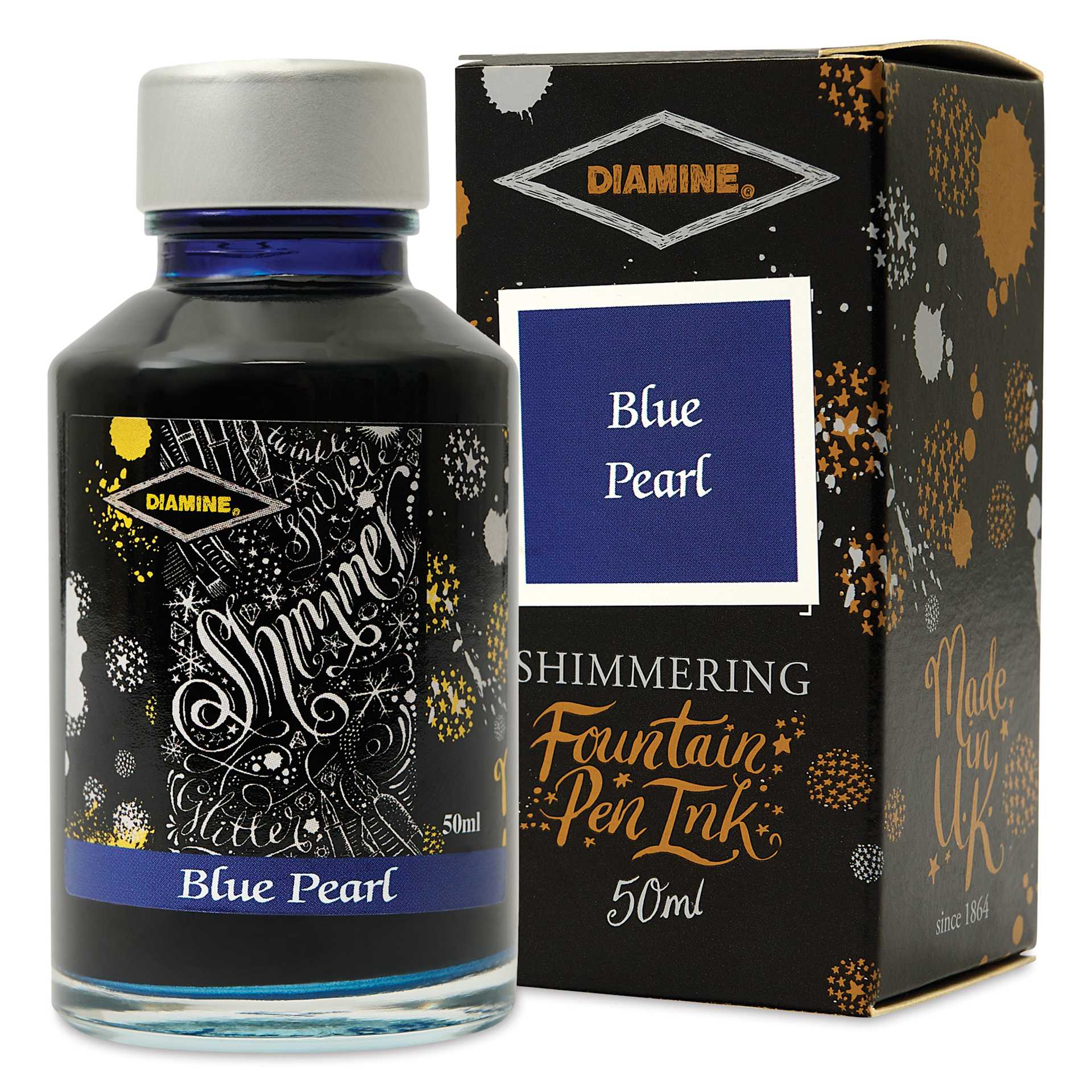 Diamine Shimmer Fountain Pen Ink - Blue Pearl, 50 ml