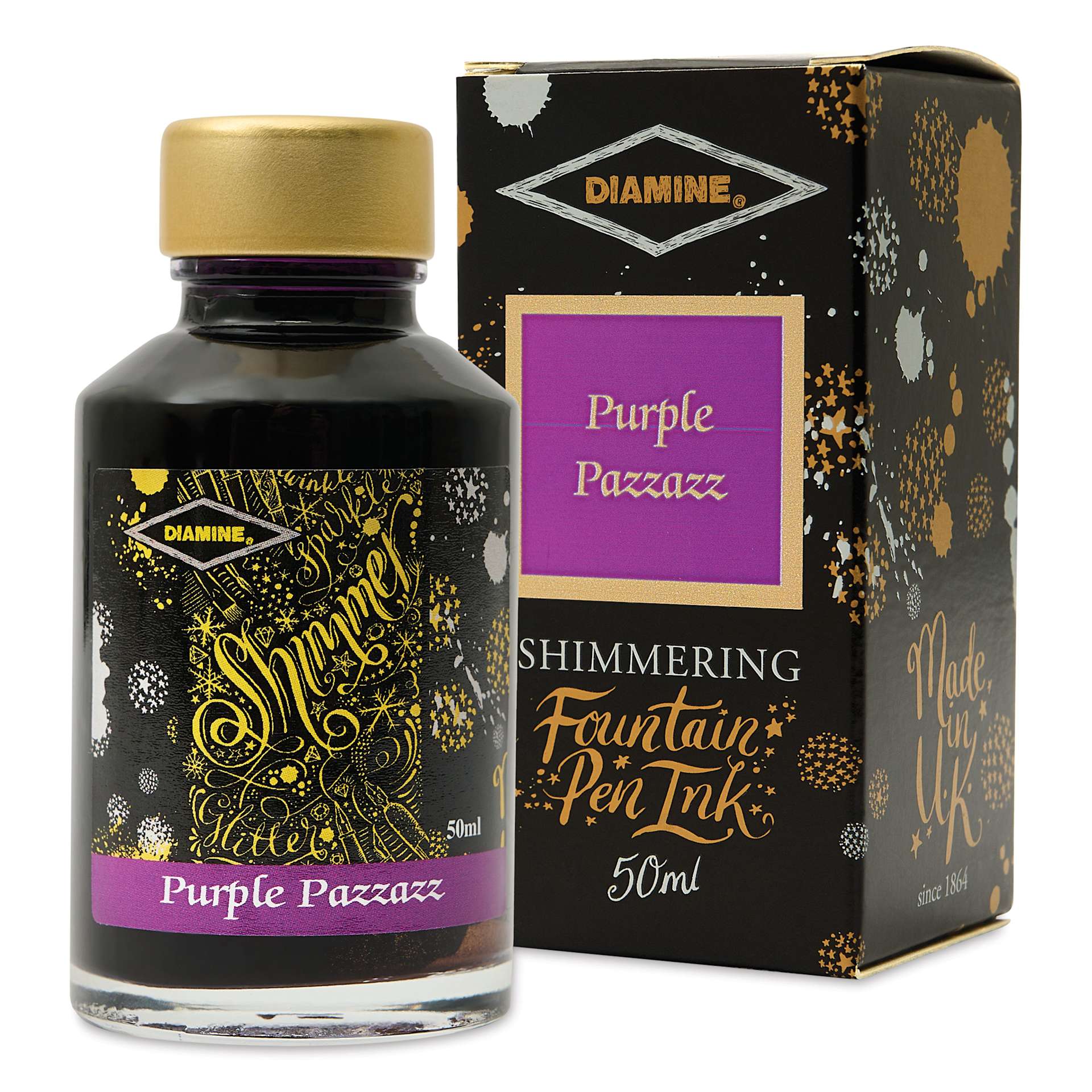 Diamine Shimmer Fountain Pen Ink - Purple Pazzazz, 50 ml
