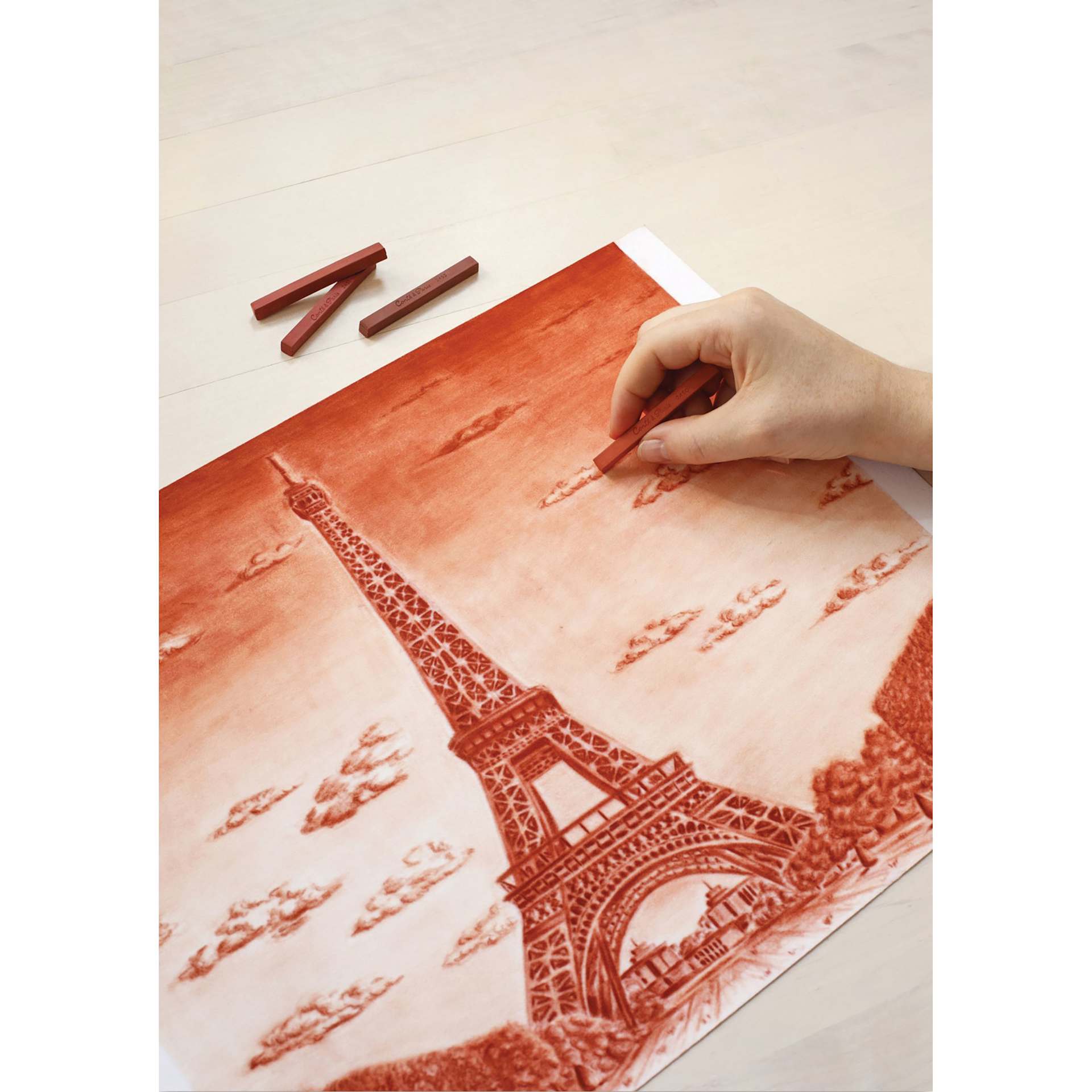 Sketch made with Conté à Paris Pastel Carrés Wood Box Set