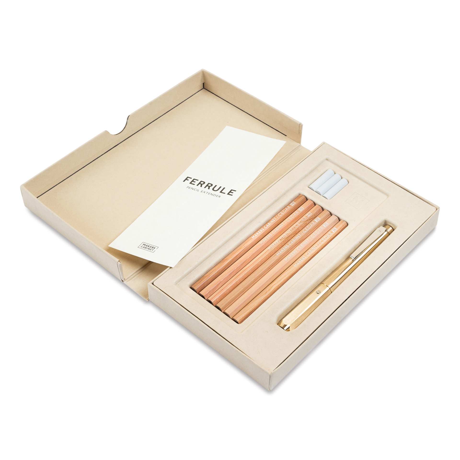 Makers Cabinet Ferrule Pencil Holder Set, open packaging