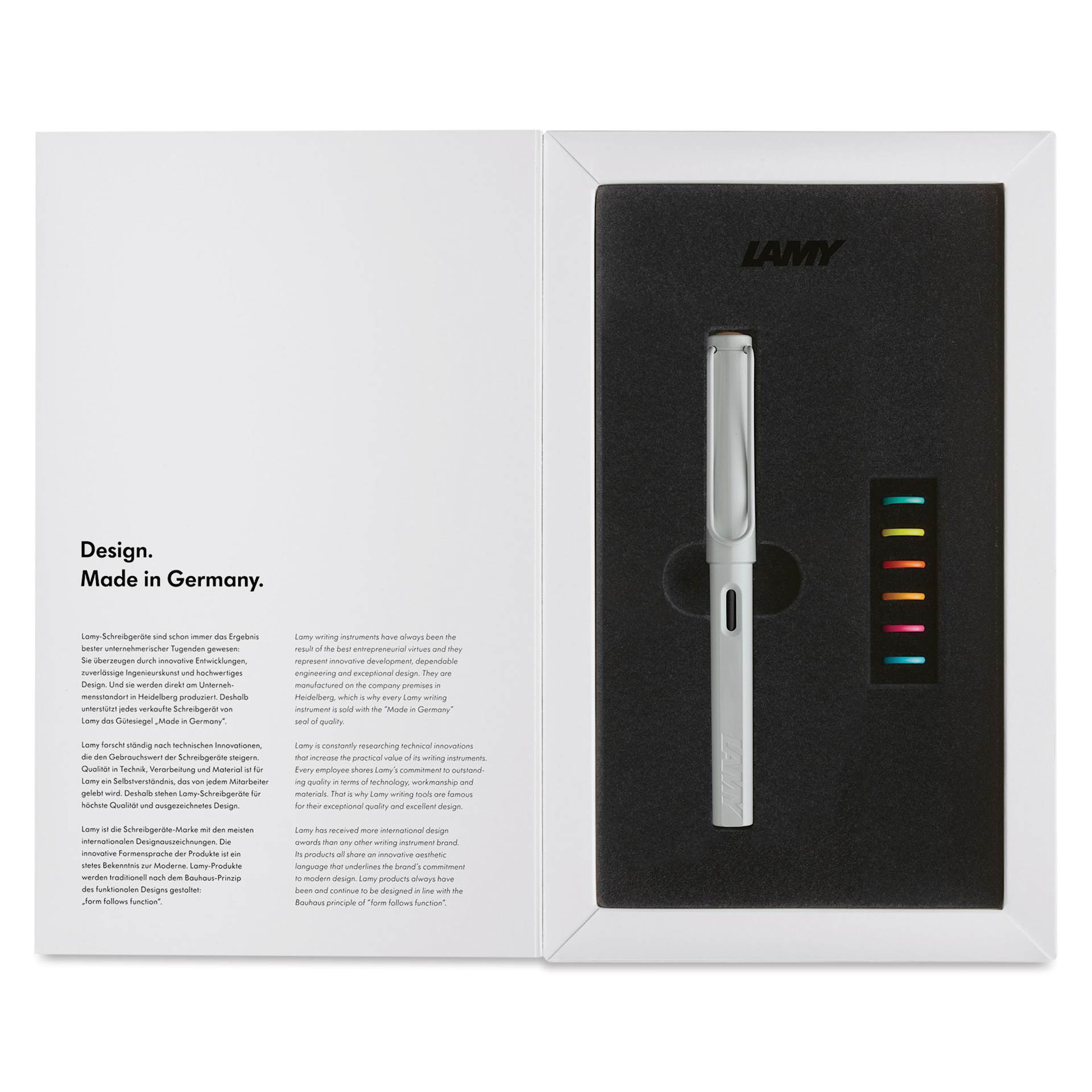 Lamy Safari Multi Ring Fountain Pen Set - White, Extra Fine Nib, in packaging