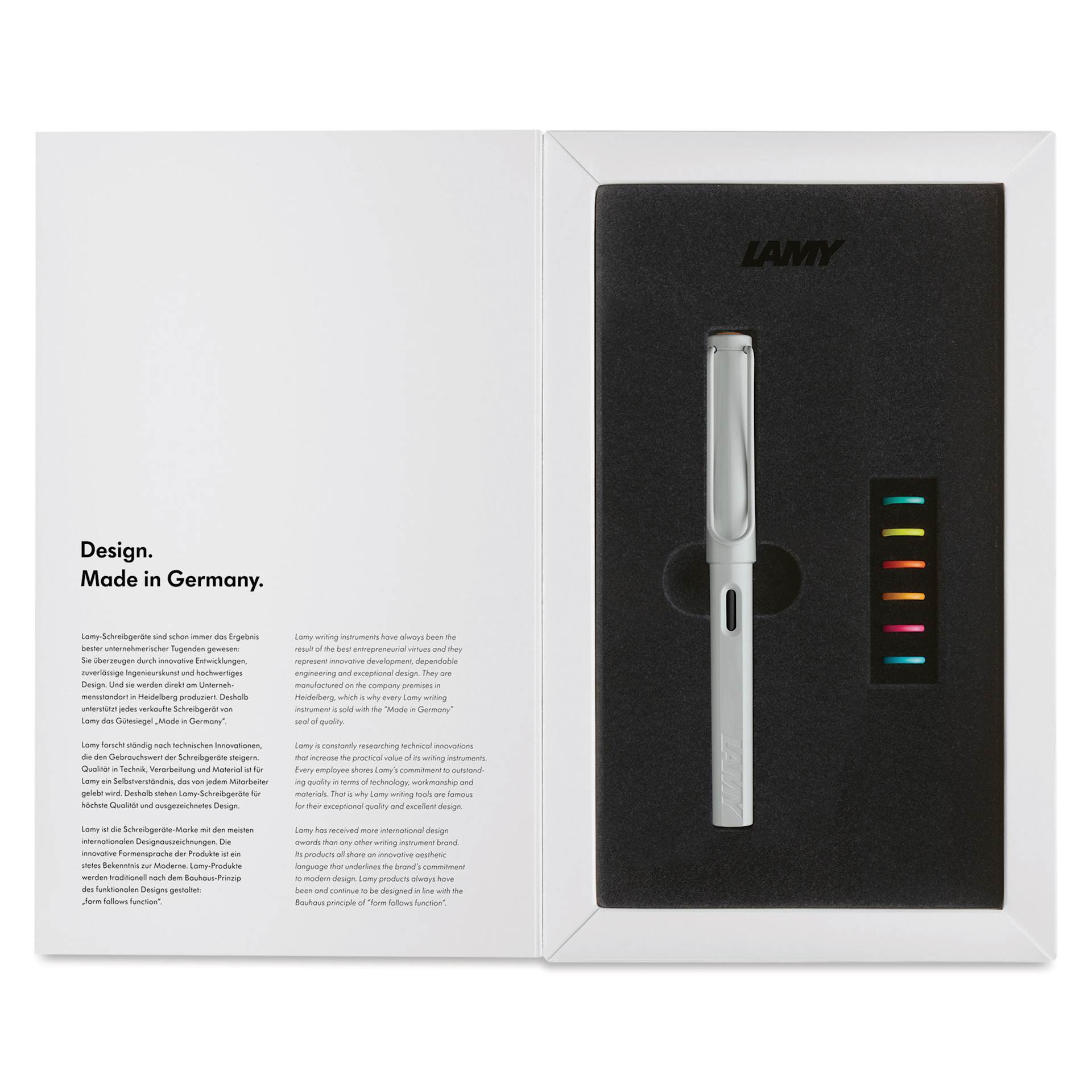 Lamy Safari Multi Ring Fountain Pen Set - White, Fine Nib, in packaging