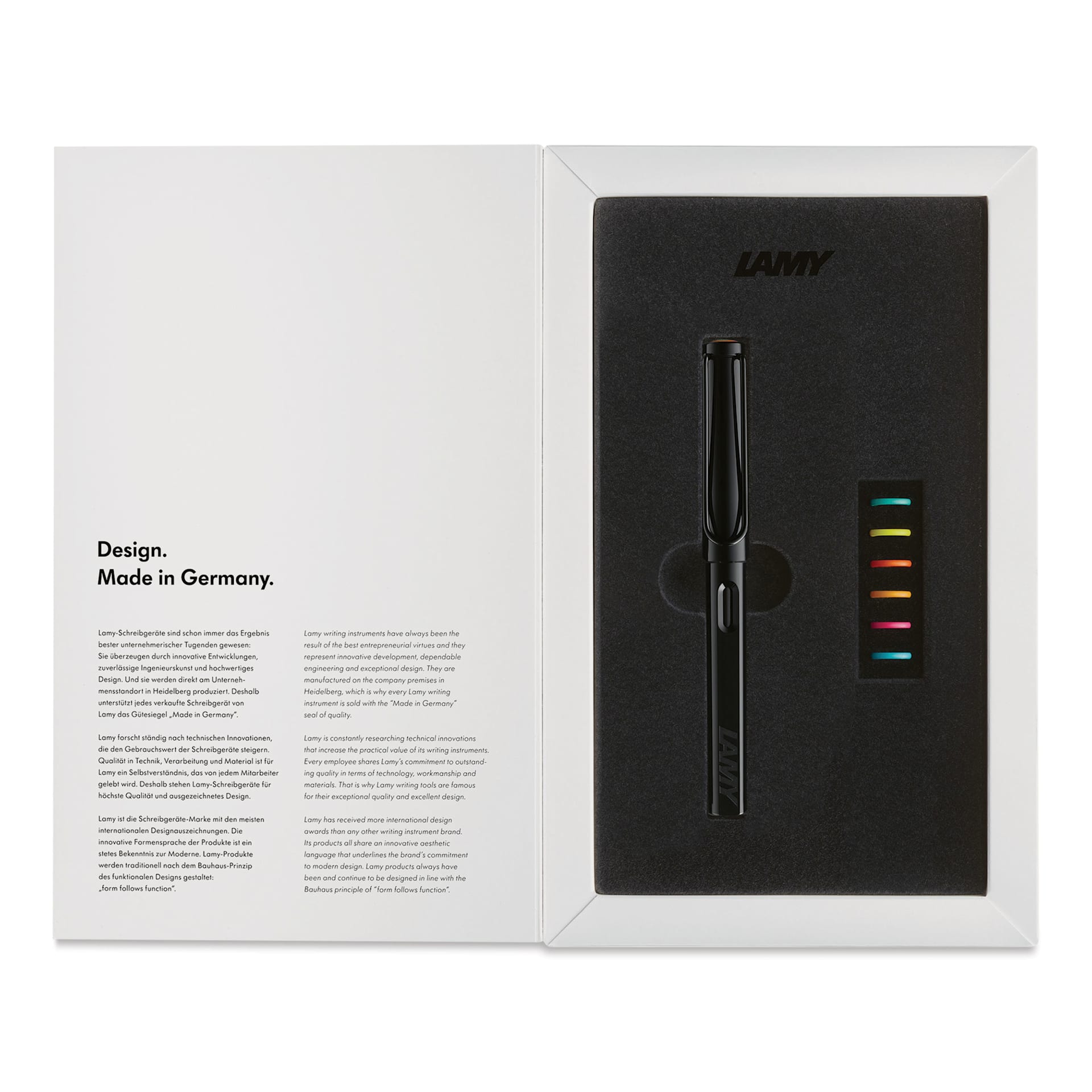 Lamy Safari Multi Ring Fountain Pen Set - Black, Extra Fine Nib, in packaging