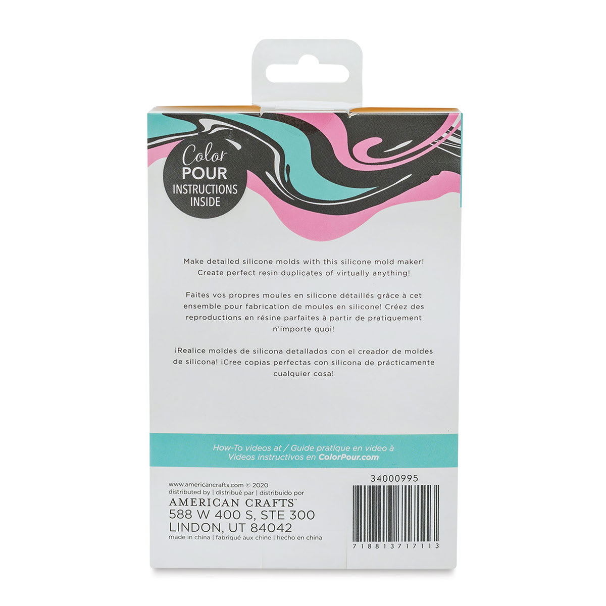American Crafts Color Pour DIY Silicone Mold Maker Kit (back of package)
