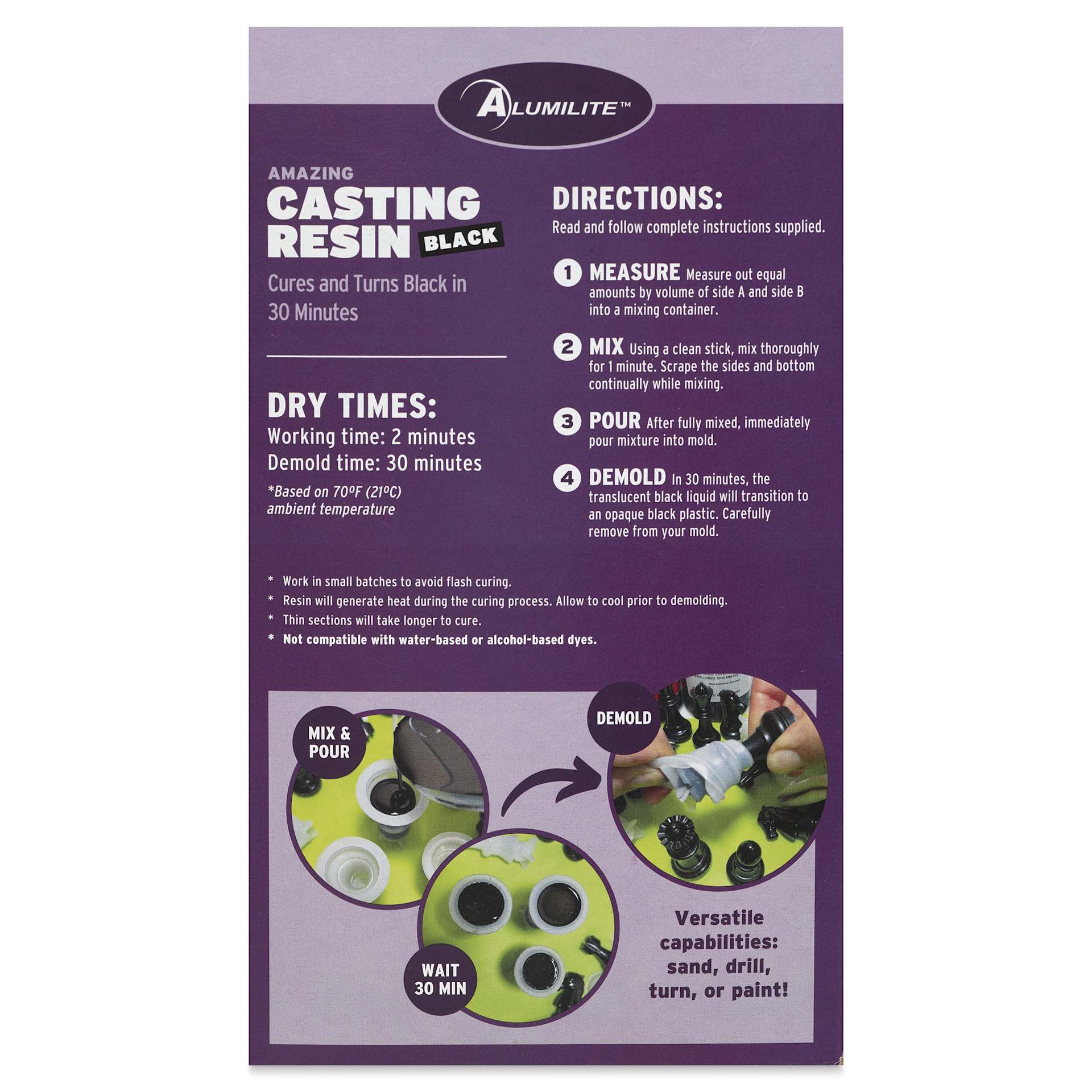 Alumilite Amazing Casting Resin - 32 oz, Black - back of packaging