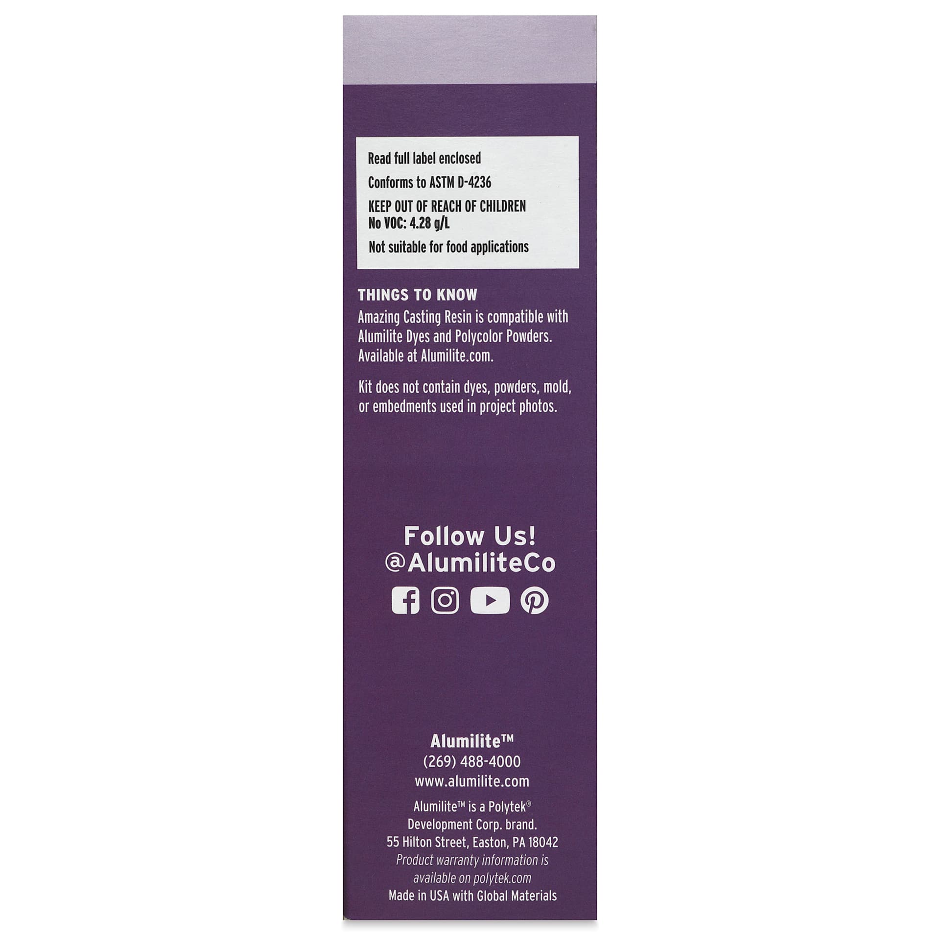 Alumilite Amazing Casting Resin - 32 oz, Black - right side of packaging