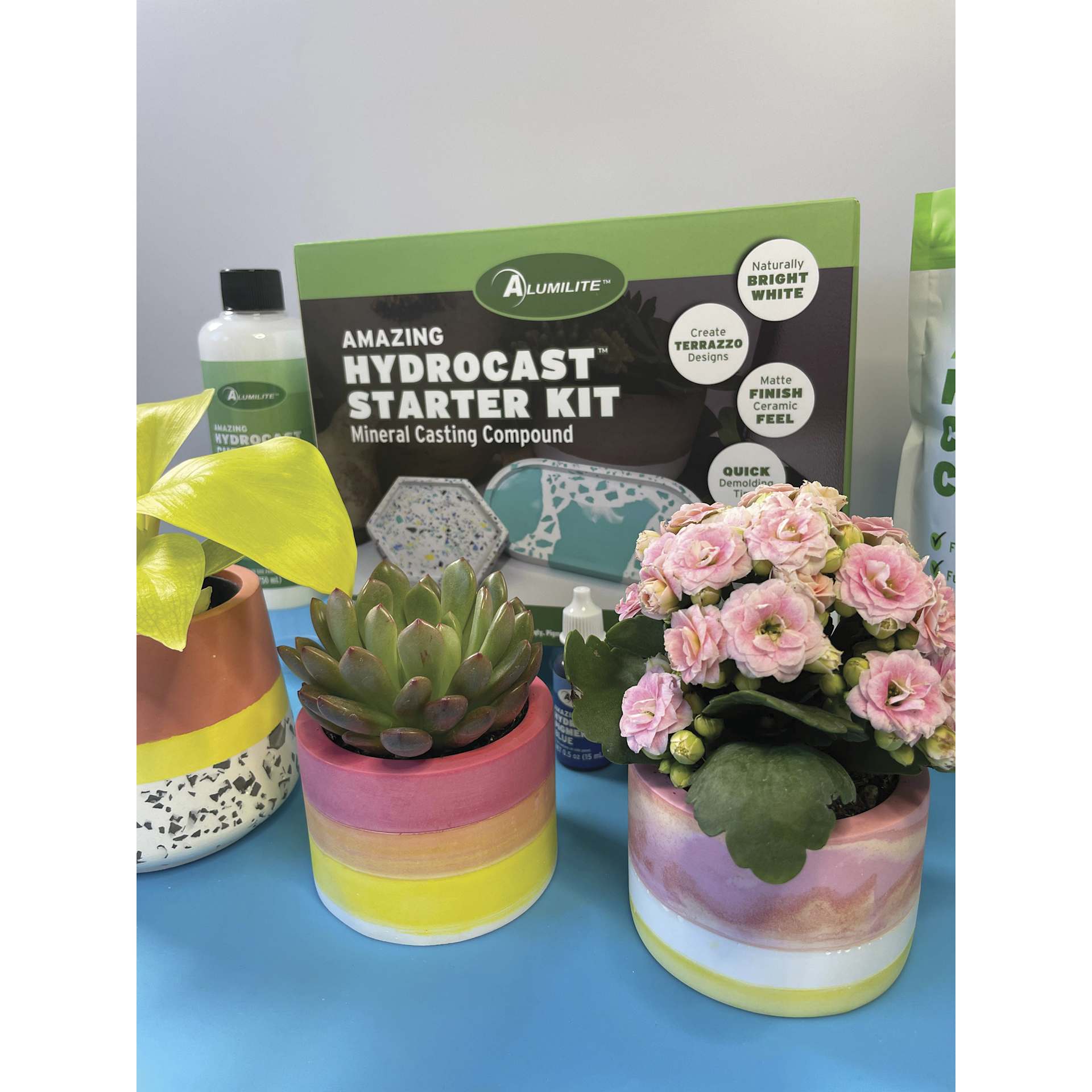 Alumilite Amazing HydroCast Starter Kit - finished plant pot examples