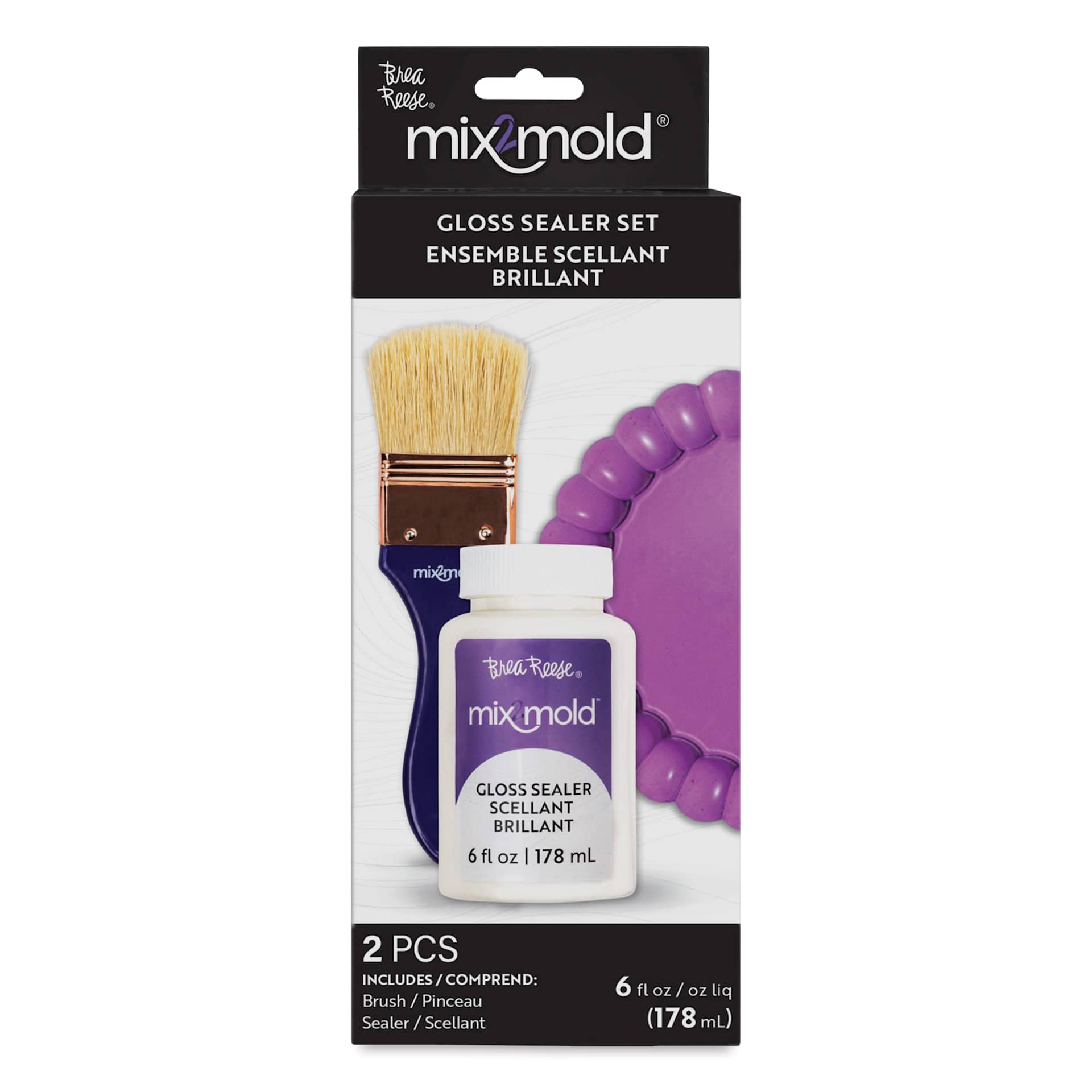 Brea Reese Mix2Mold Gloss Sealer Set - 6 oz w/ Applicator - front of packaging