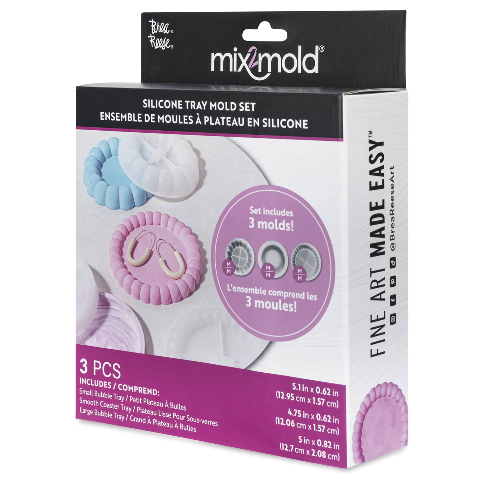 Brea Reese Mix2Mold Silicone Tray Molds - Set of 3 - front of packaging, angled view